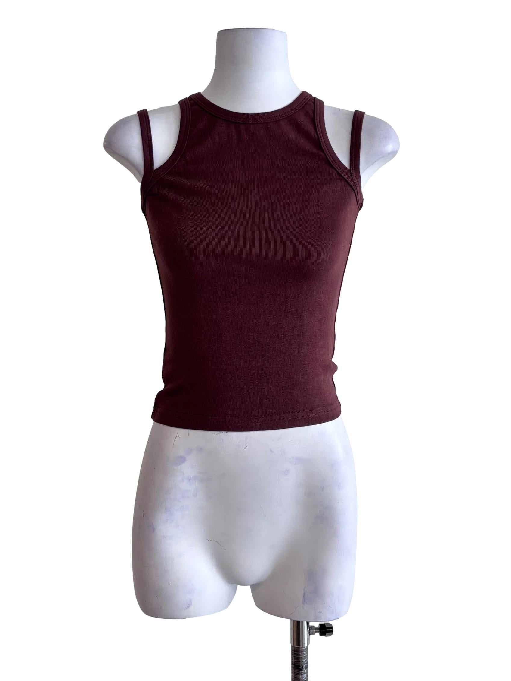 Brown Jayla Double Strap Tank Top