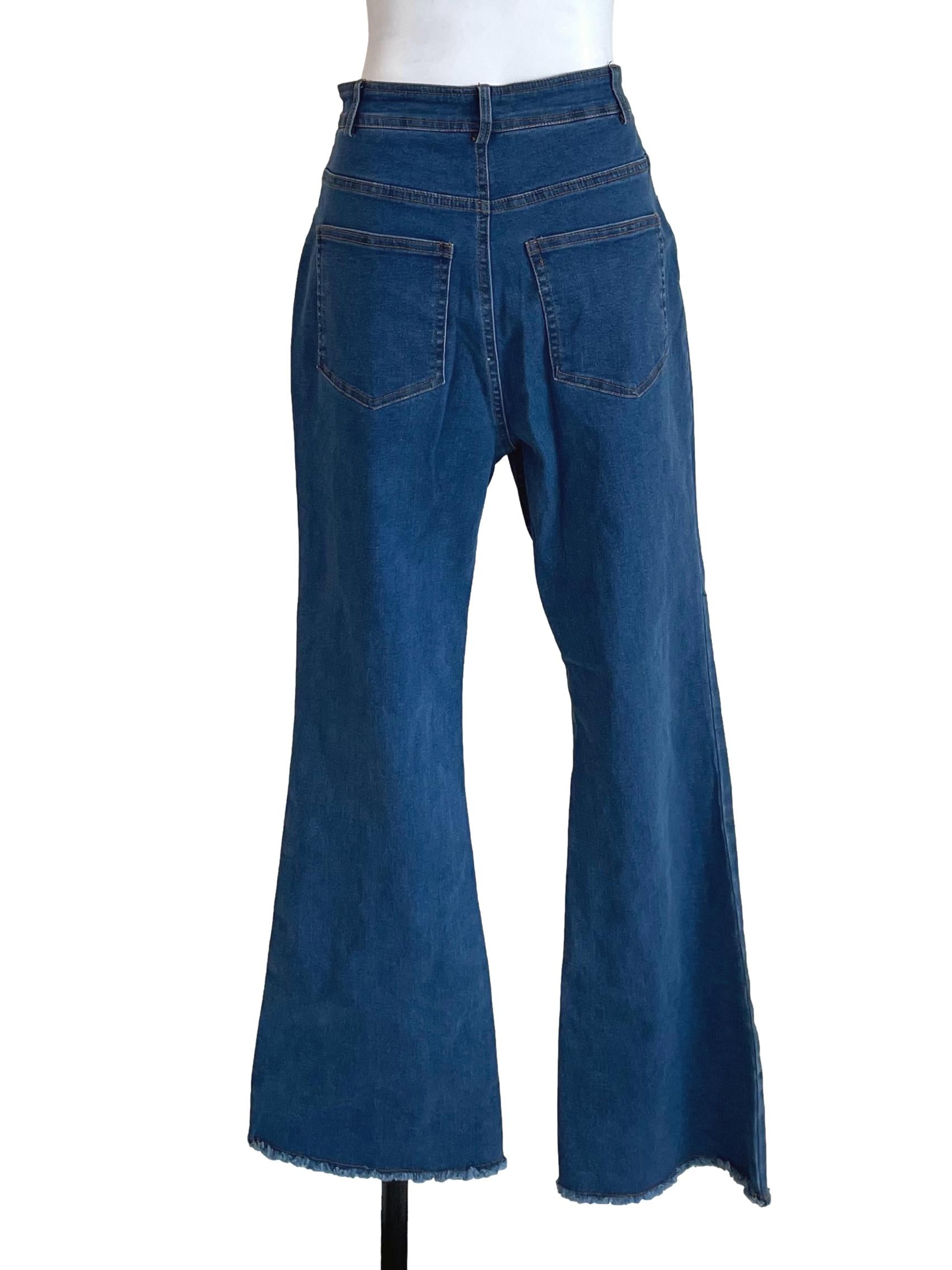 Blue Flared Distressed Jeans