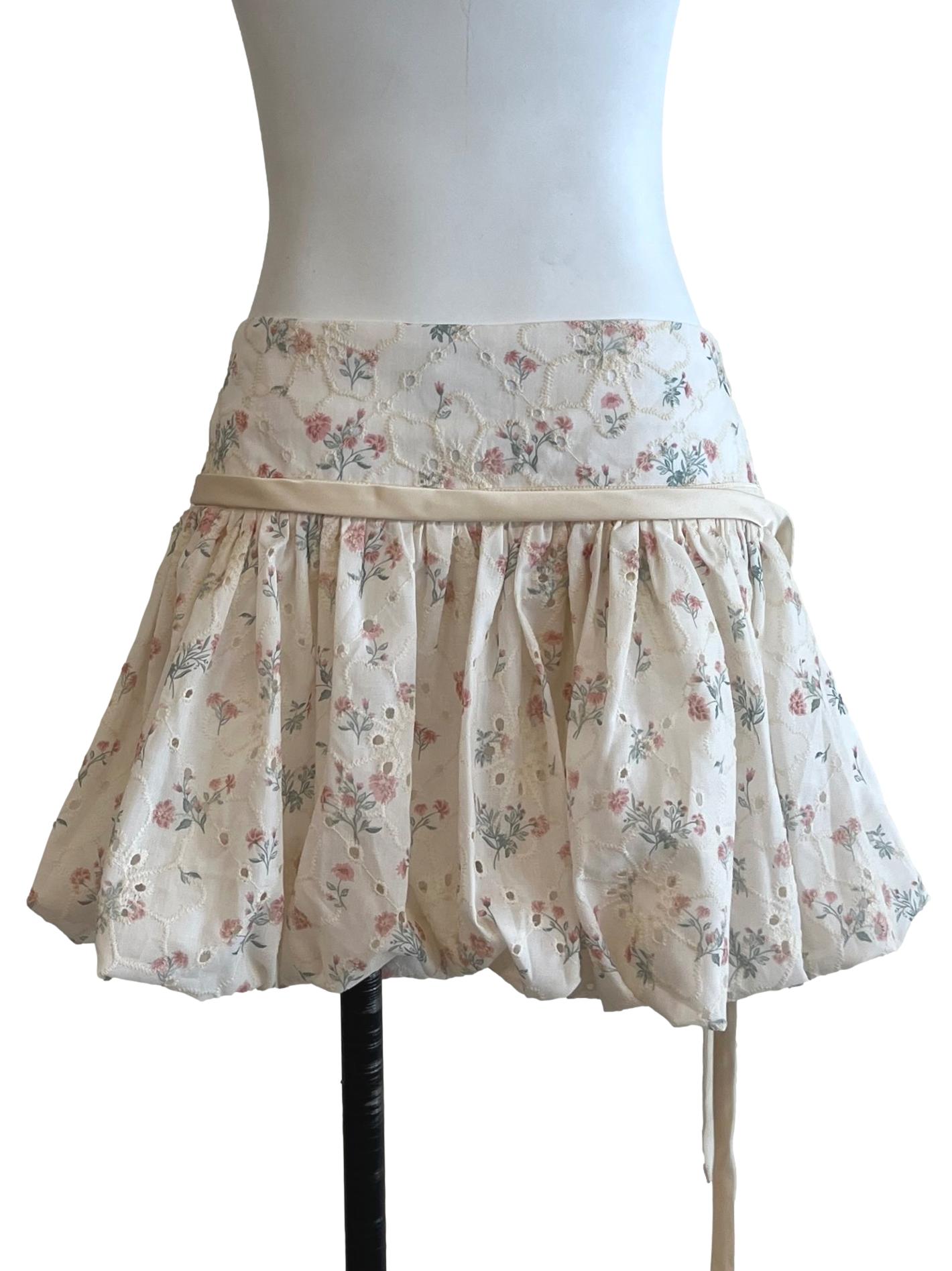 Cream White Floral Printed Skorts