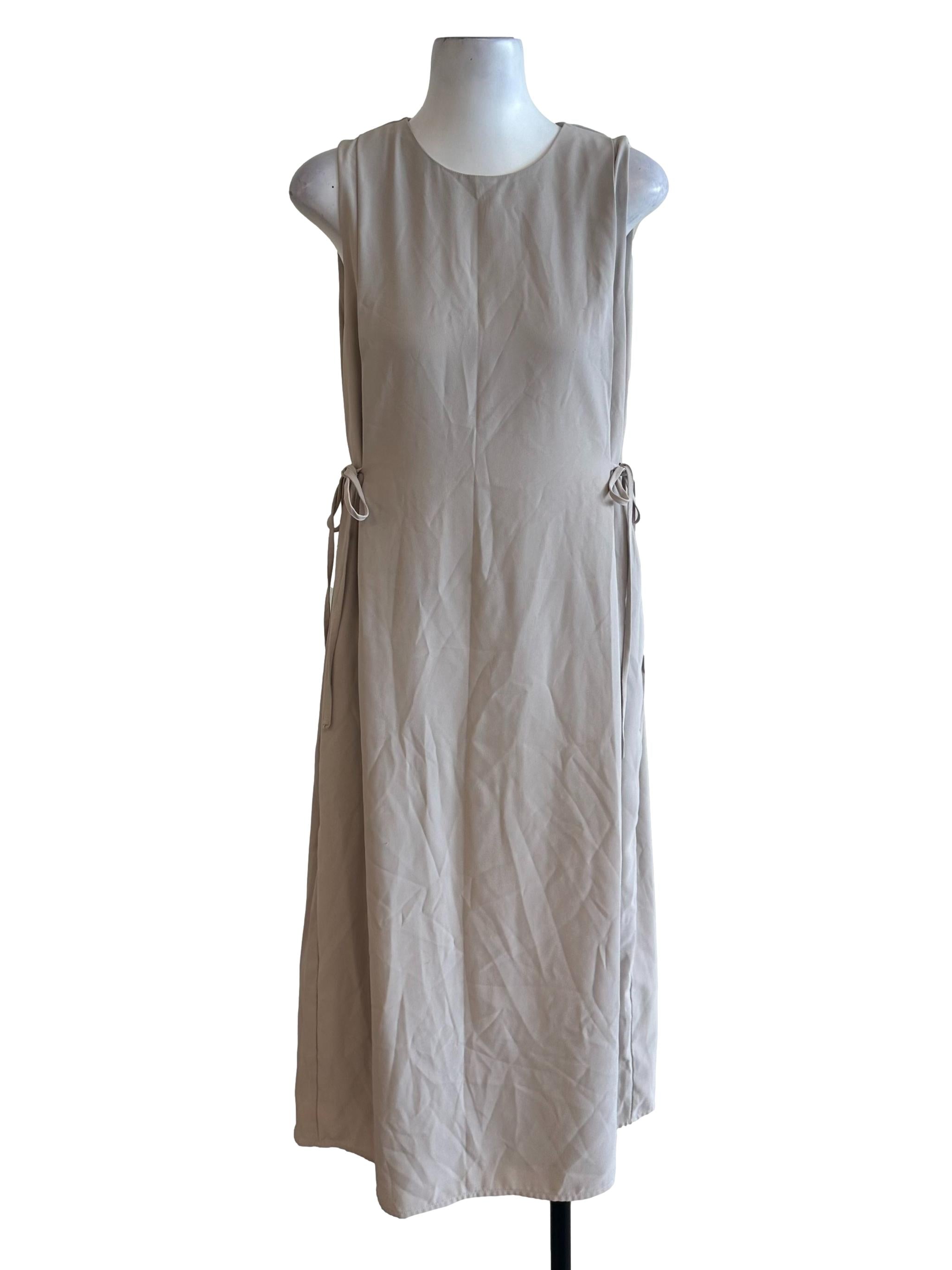 Ash Beige Side Tie Shift Dress OSN