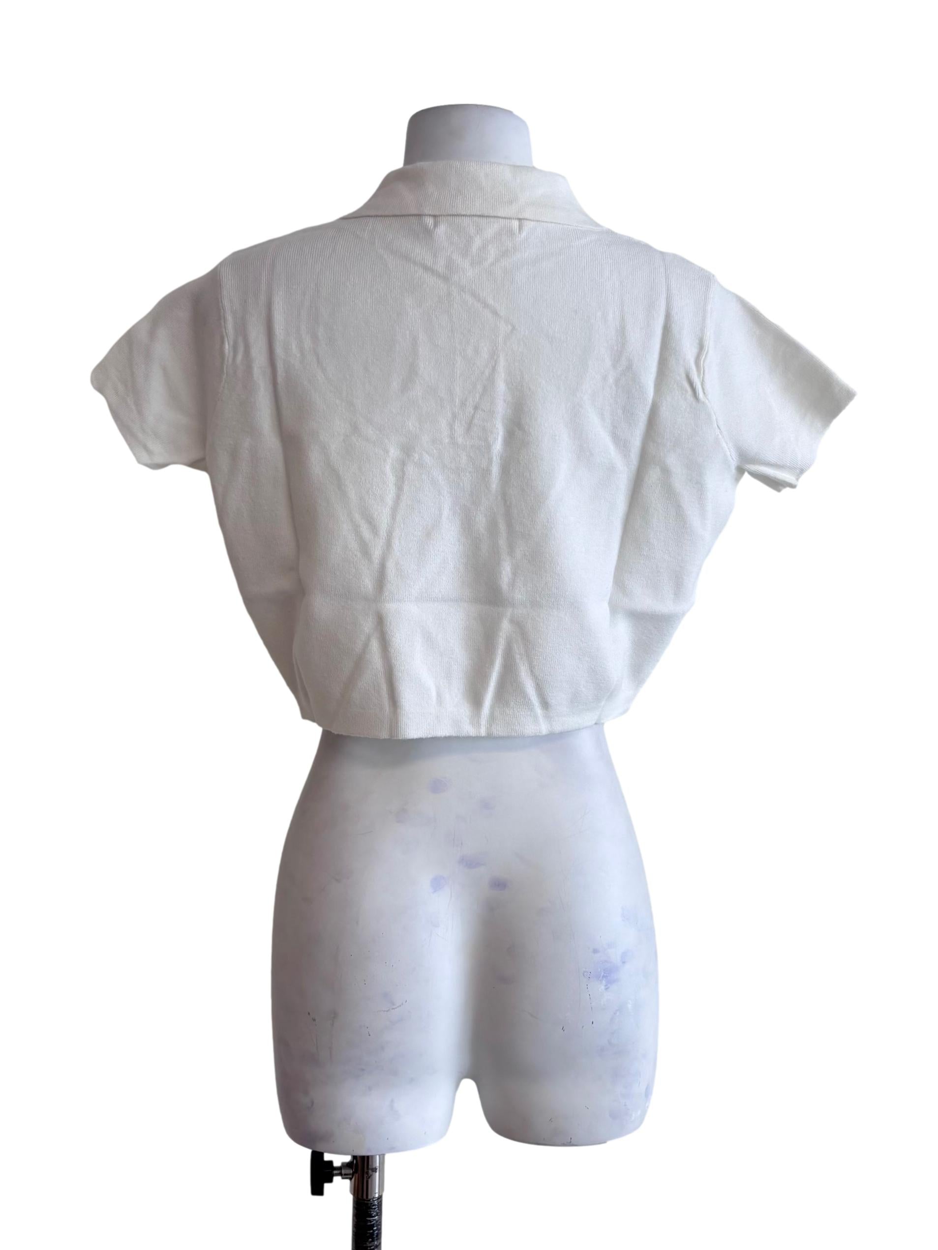 White Archie Knit Polo Tee