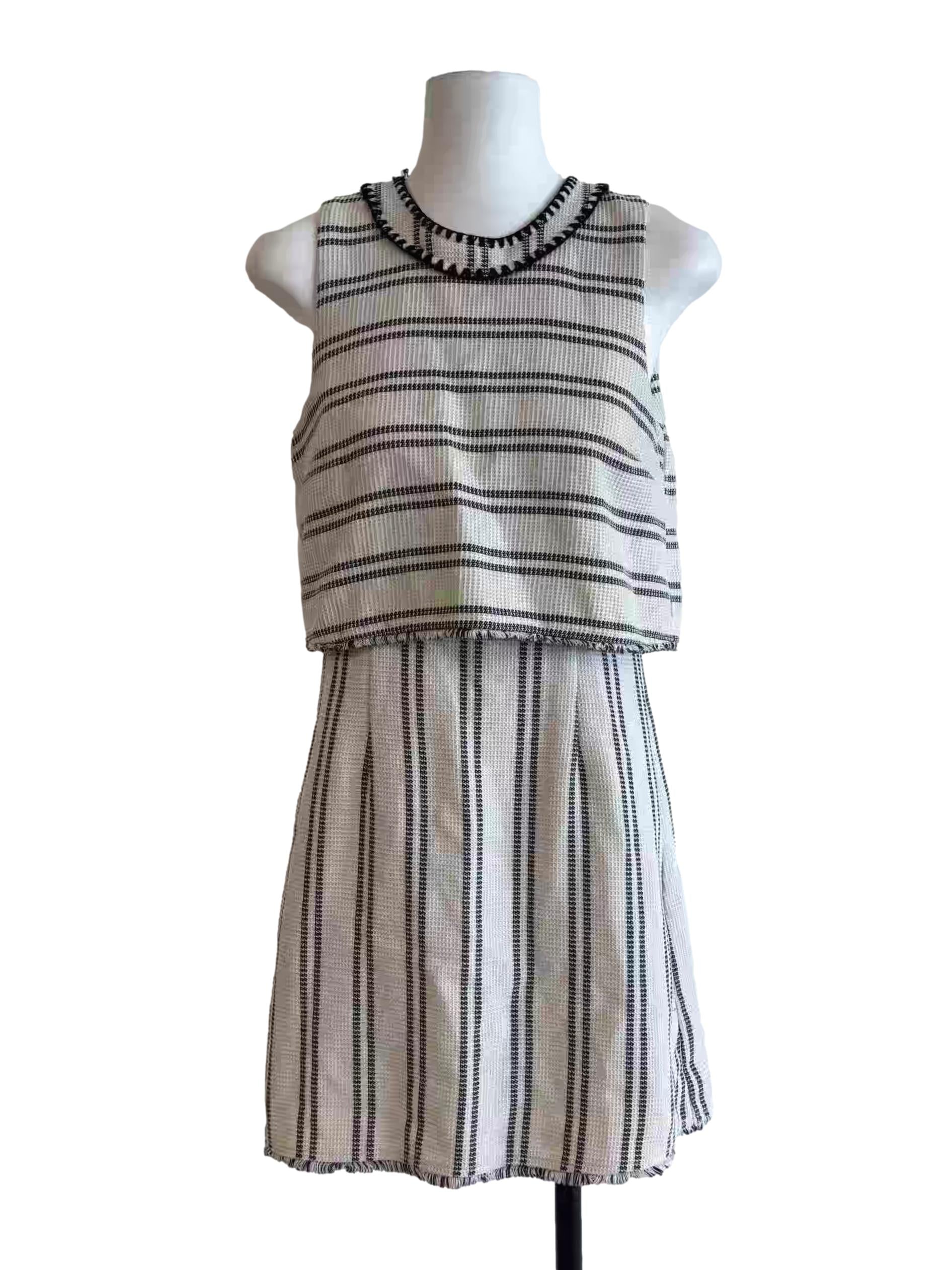 Pearl White Striped Mini Dress