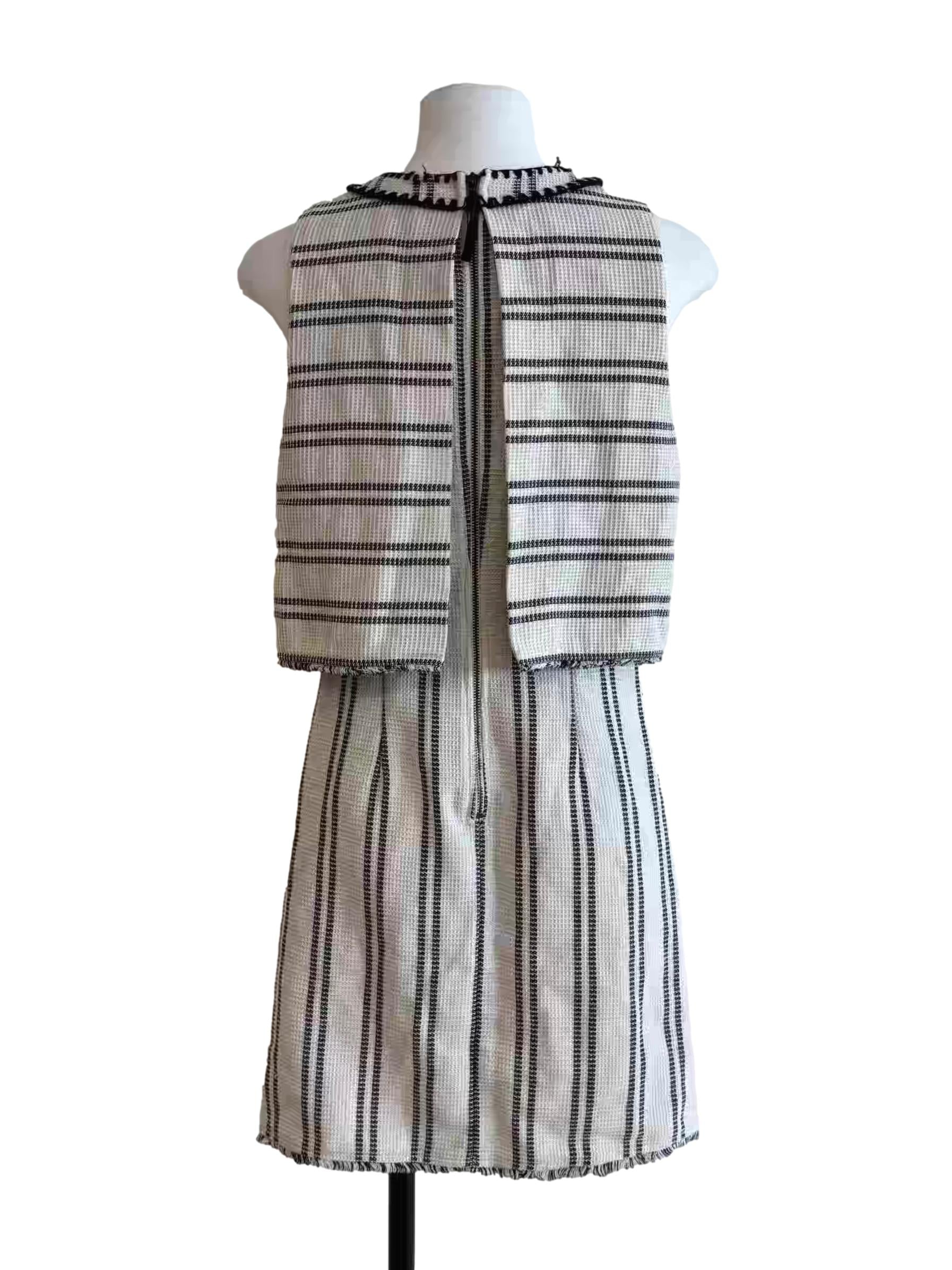 Pearl White Striped Mini Dress