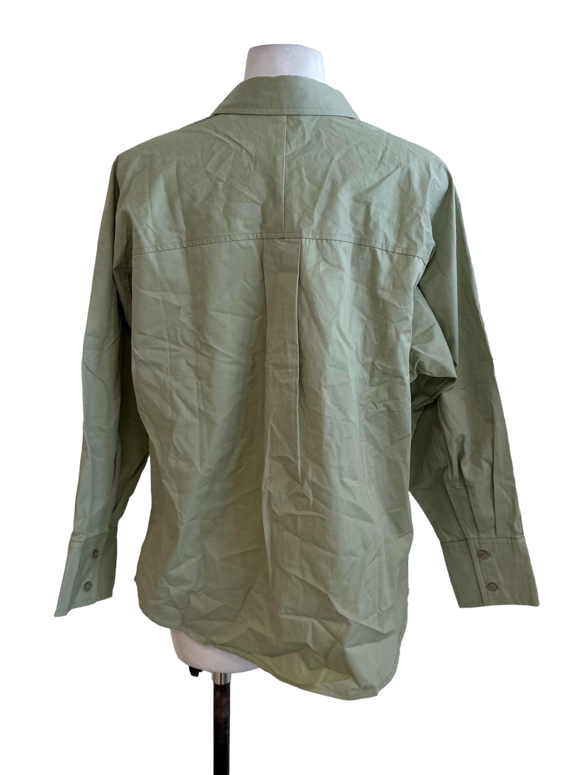 Sage Green Collar Long Sleeve Top