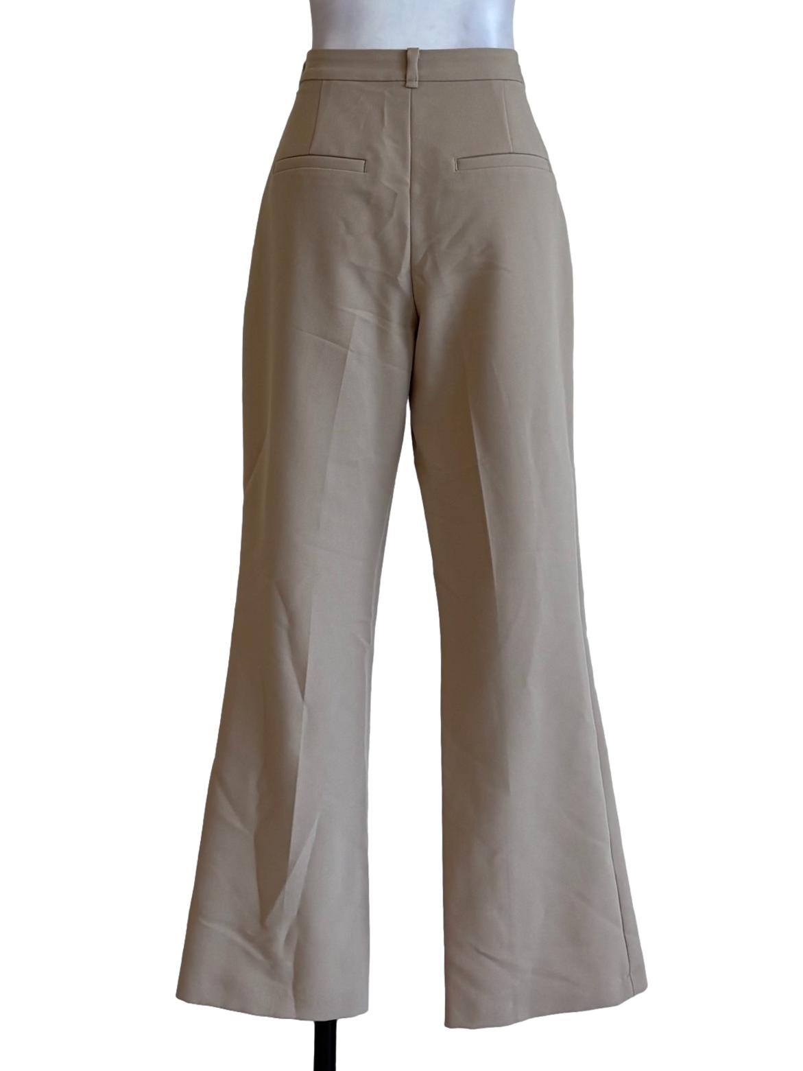 Tan Pleated Flare Dress Pants