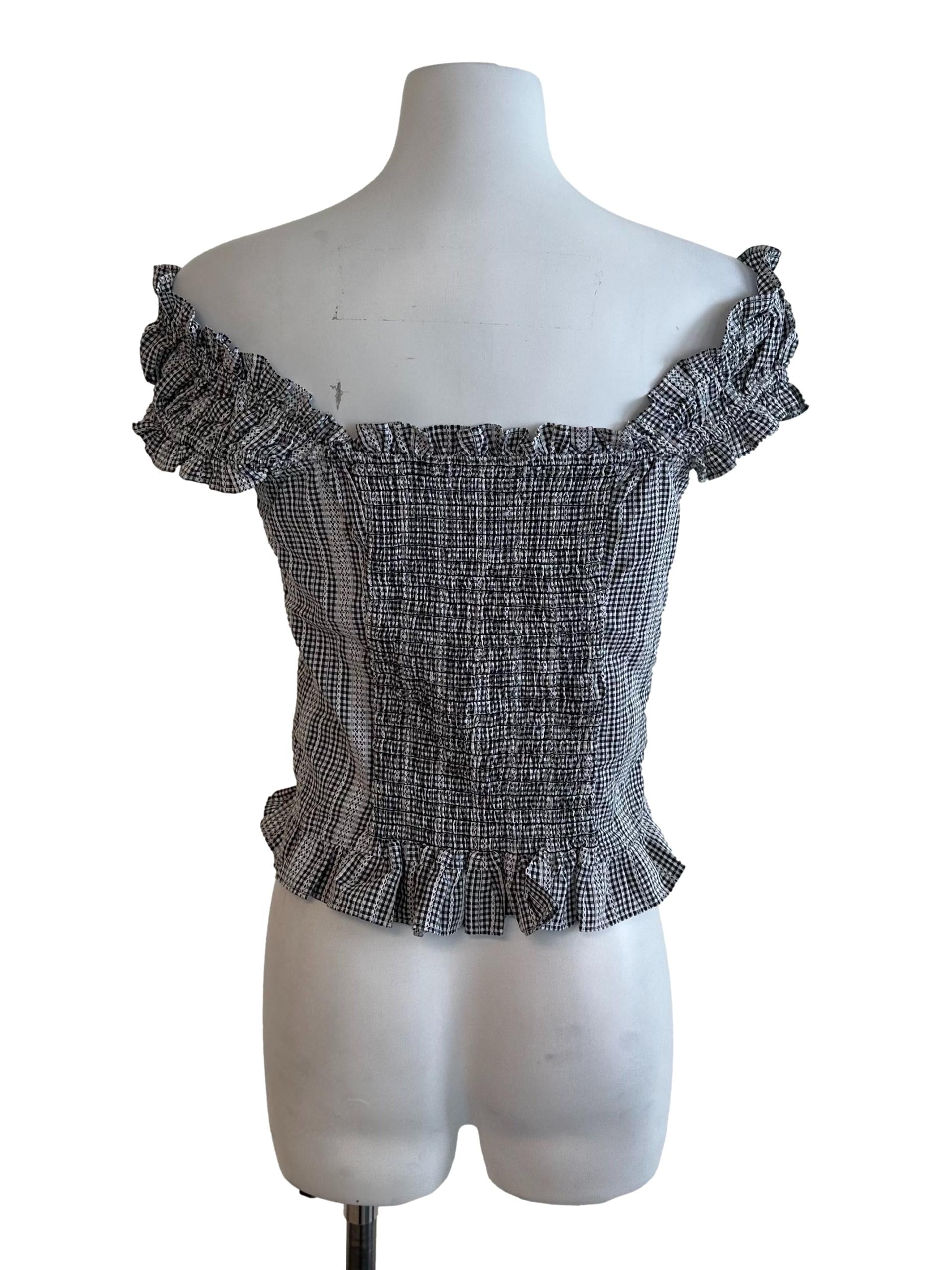 Charcoal Black Pattern Lace Off Shoulder Top