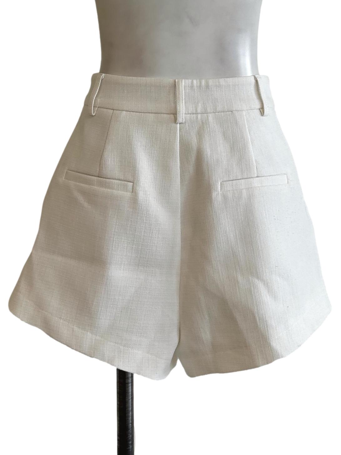 Pearl White Textured Shorts
