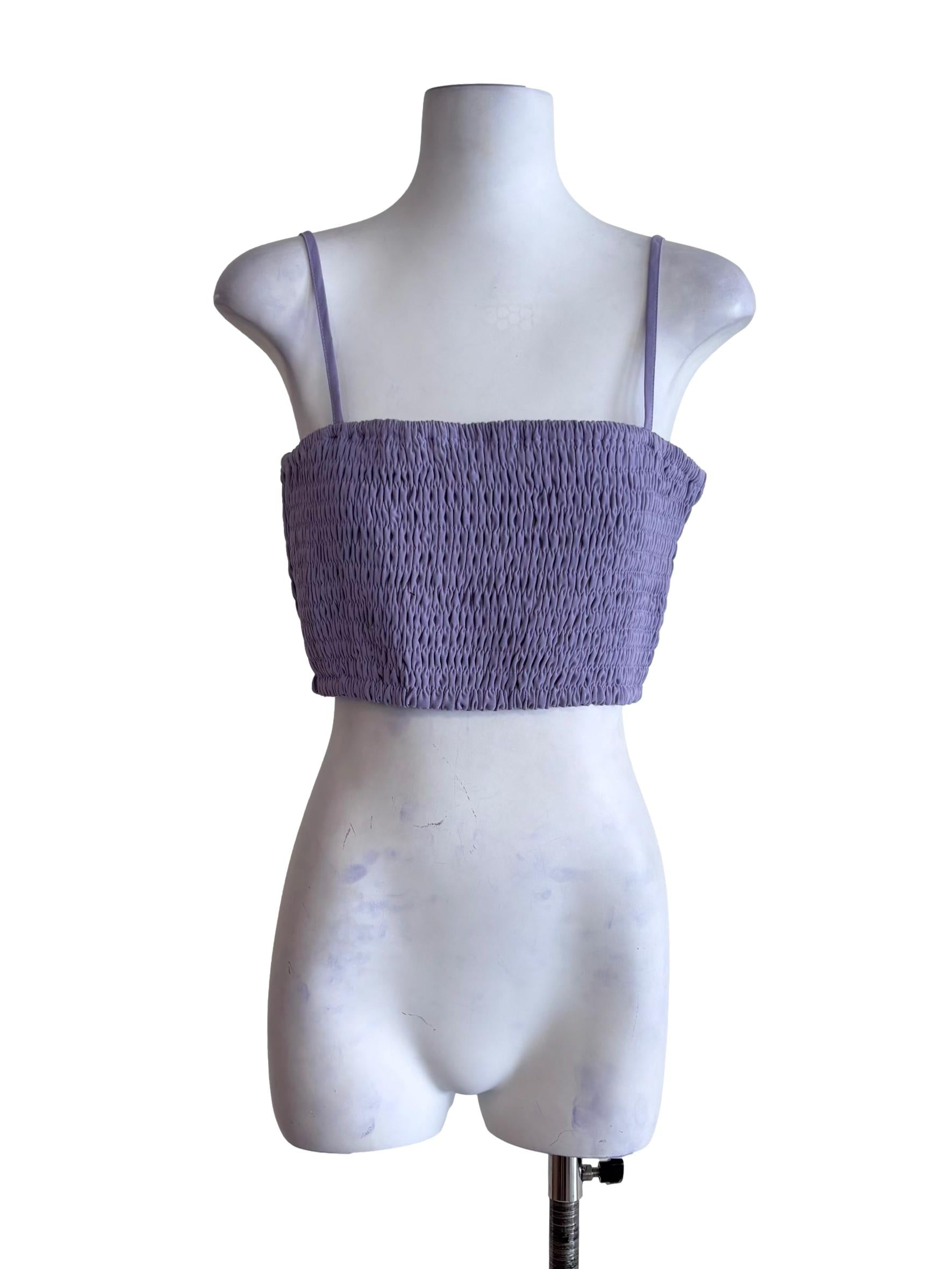 Purple Kaci Smocked Crop Top
