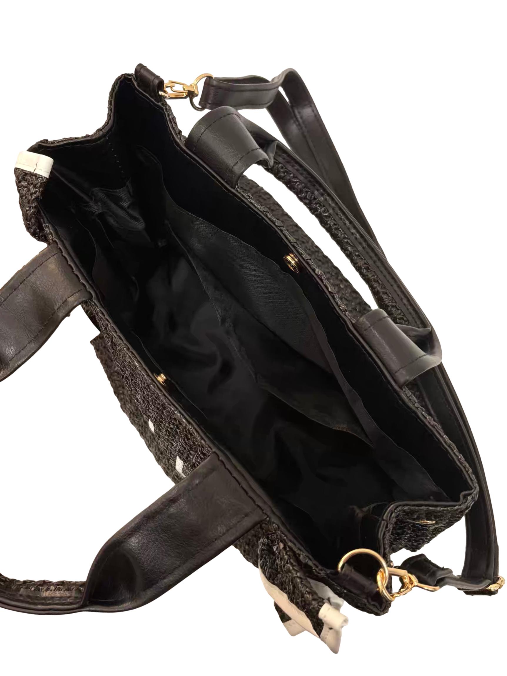 Black Woven Frills Handbag CSN