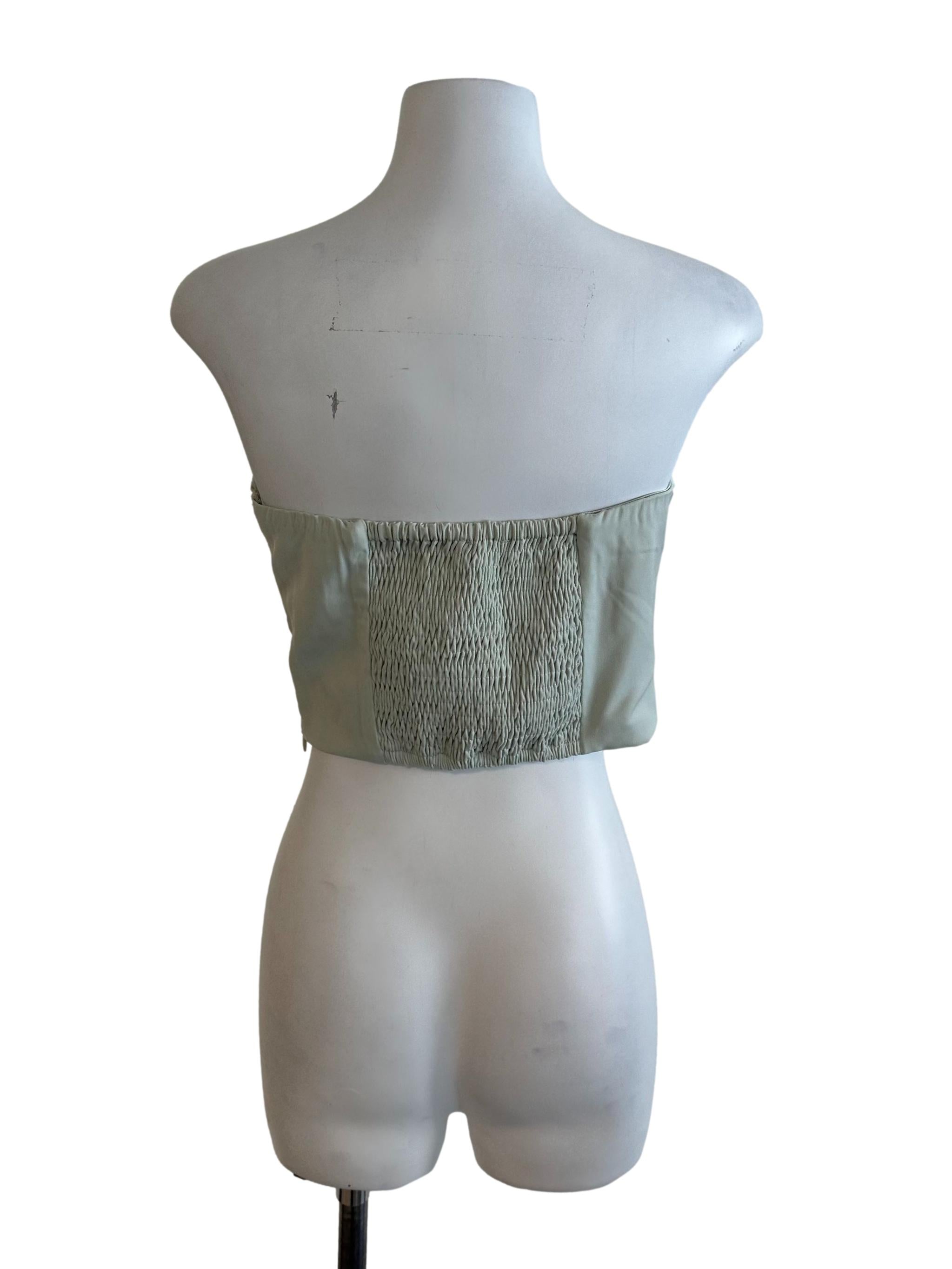Sage Green Pleated Sweetheart Tube Top