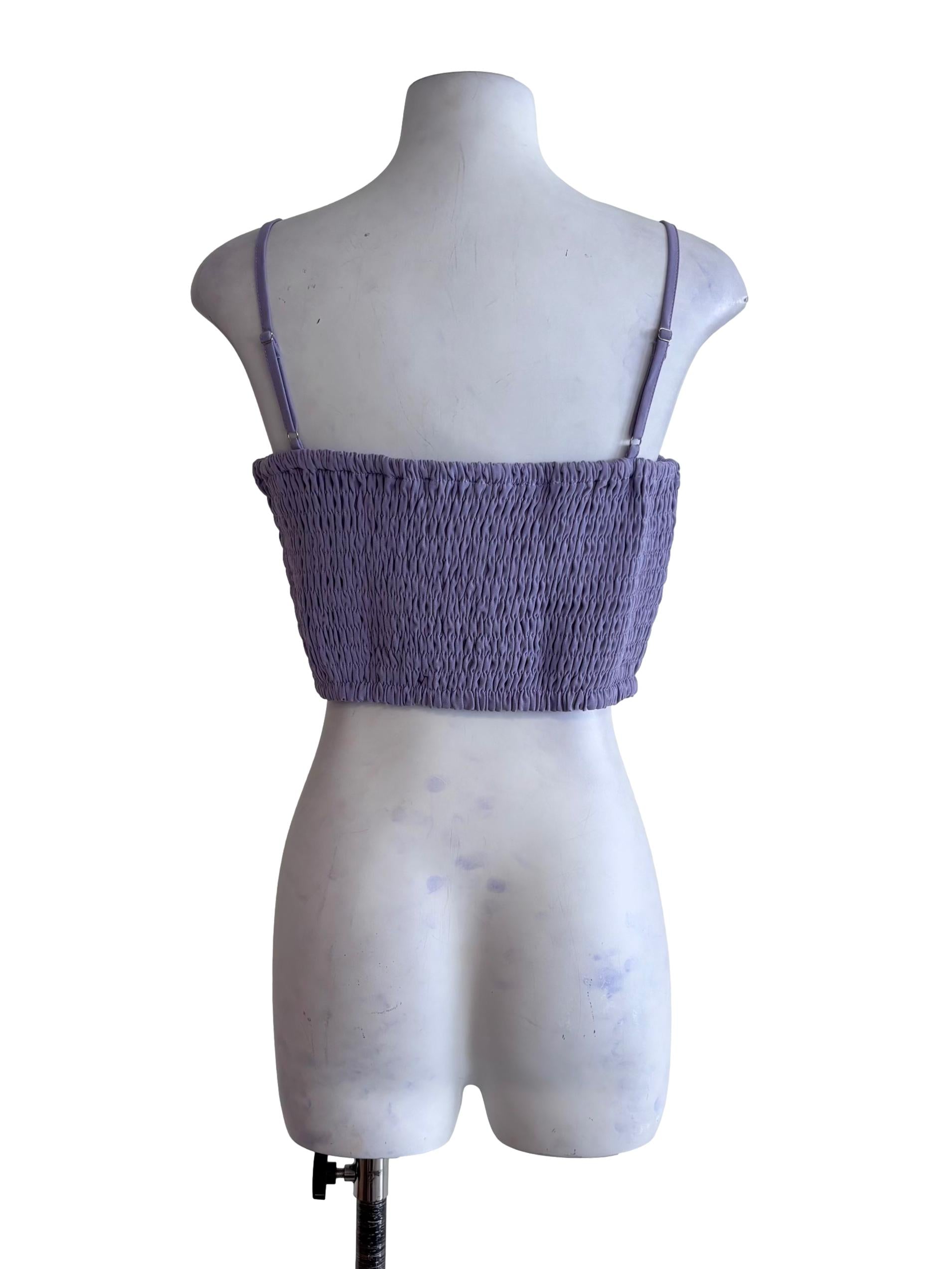 Purple Kaci Smocked Crop Top