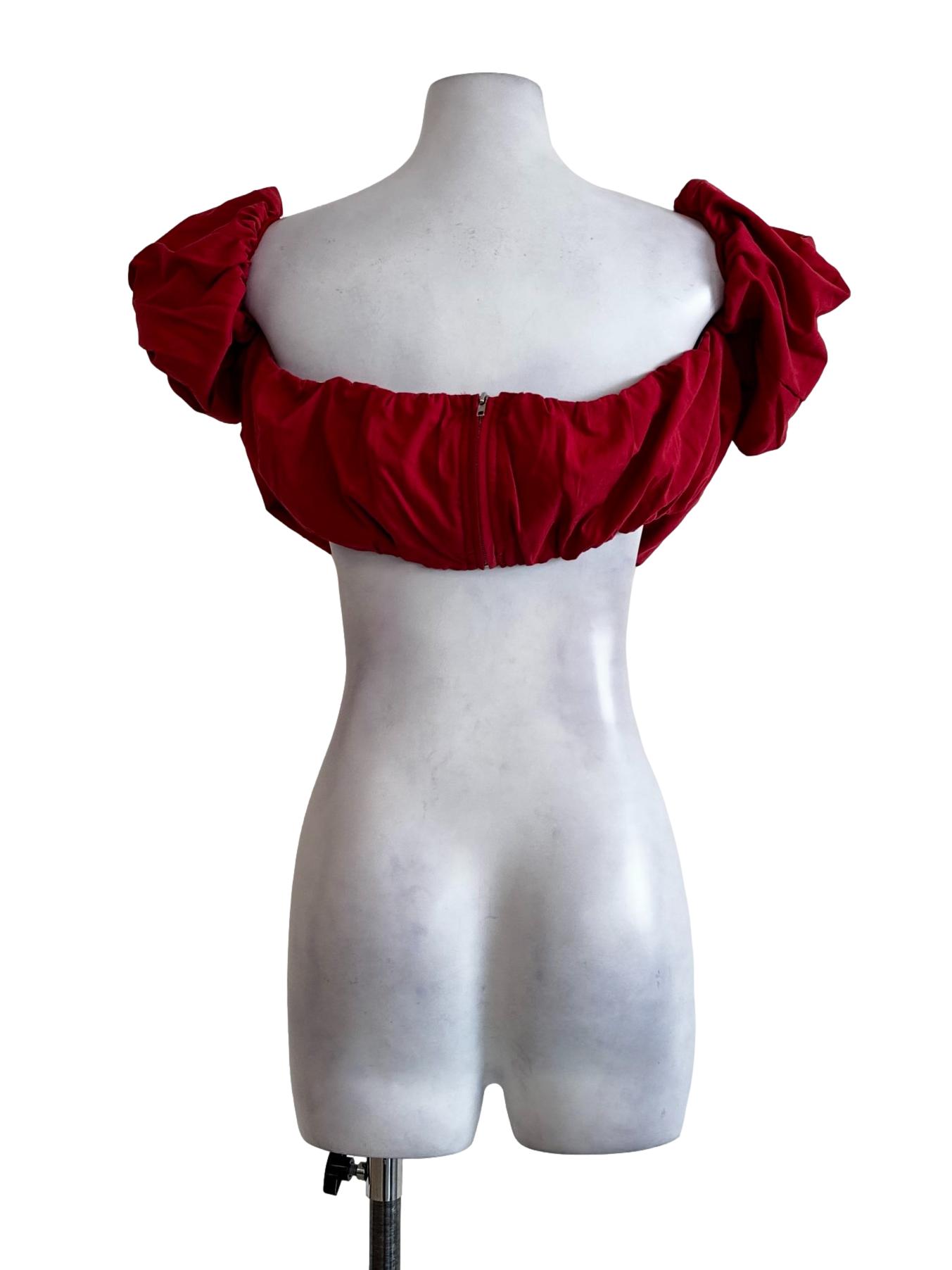 Candy Red Plain Crop Top