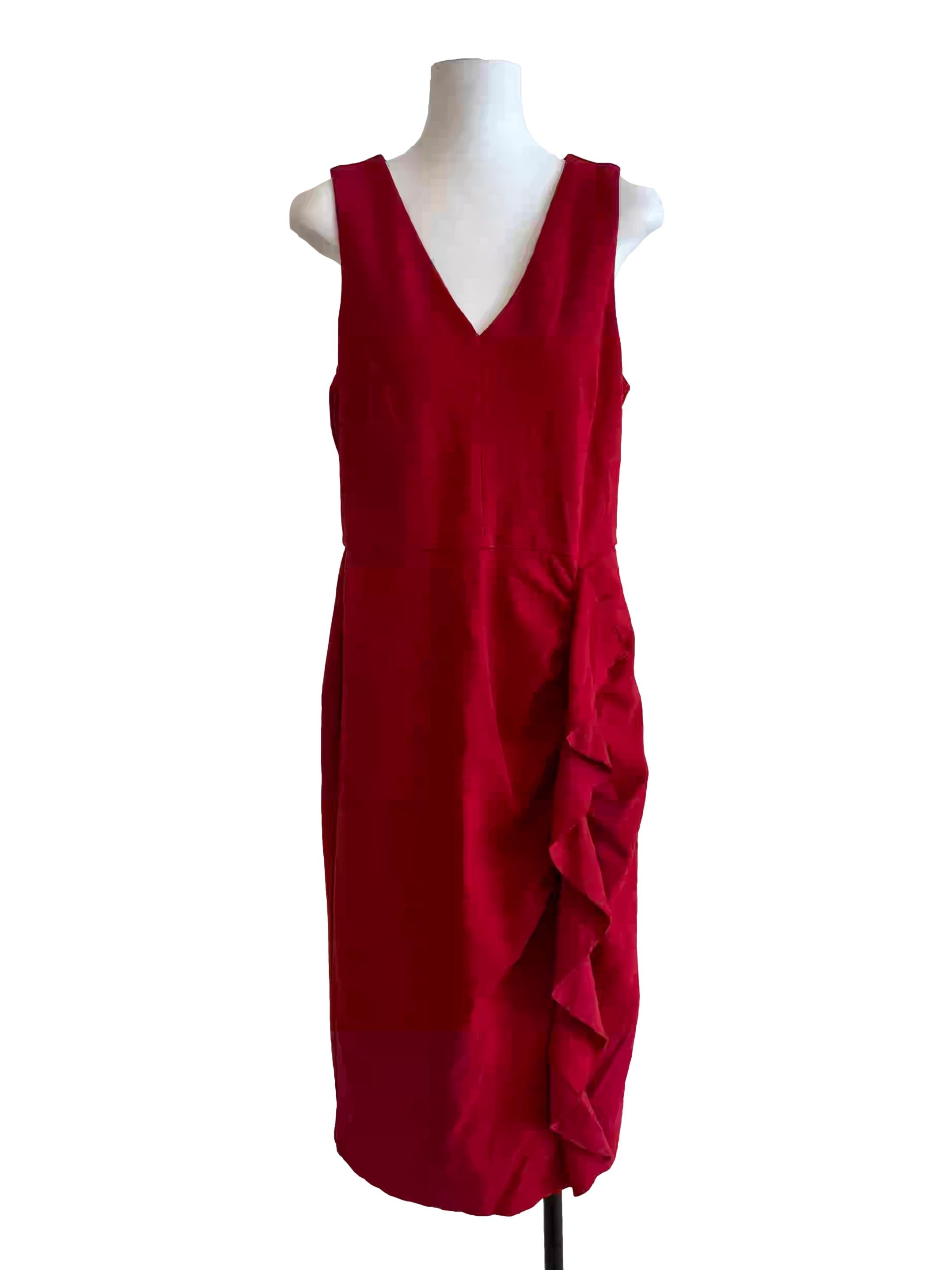 Lava Red Ruffle Sheath Dress