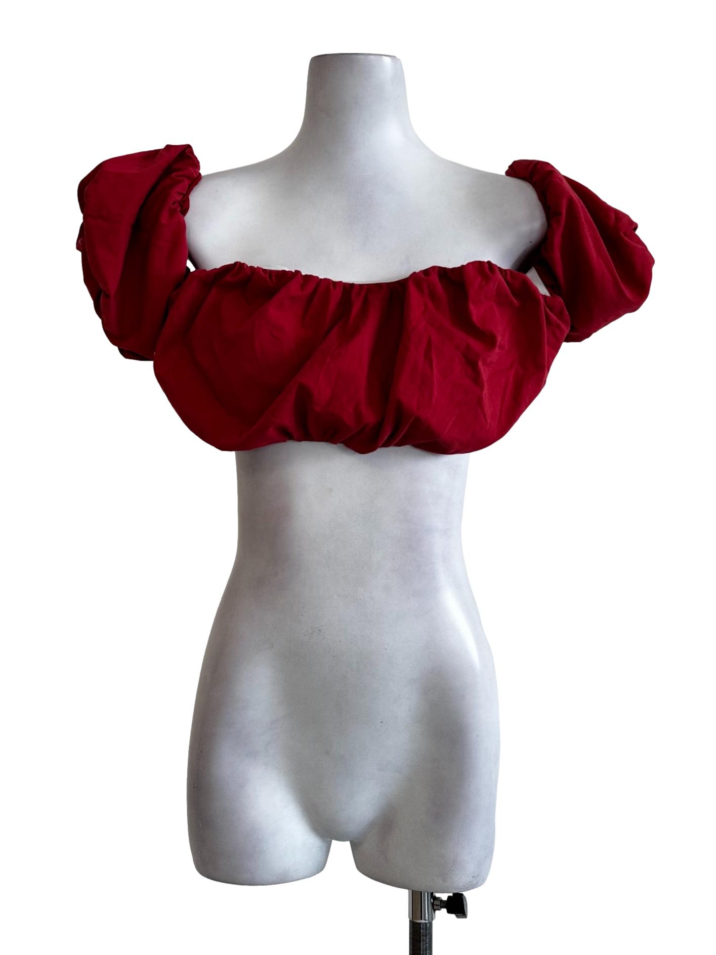 Candy Red Plain Crop Top