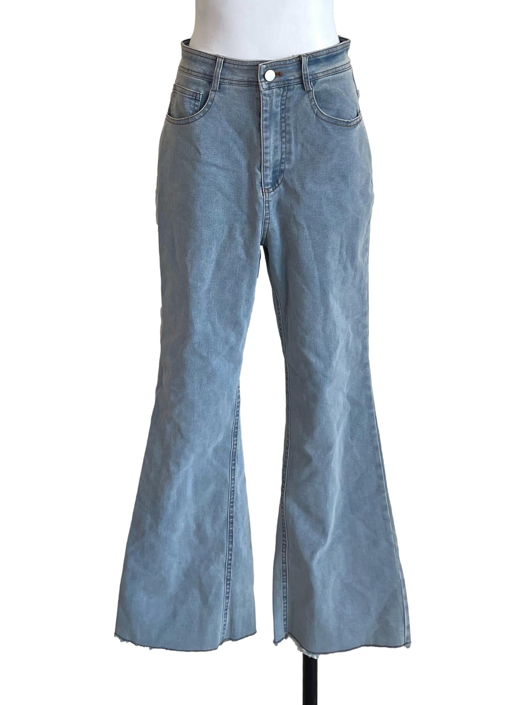 Light Blue Flared Distressed Jeans