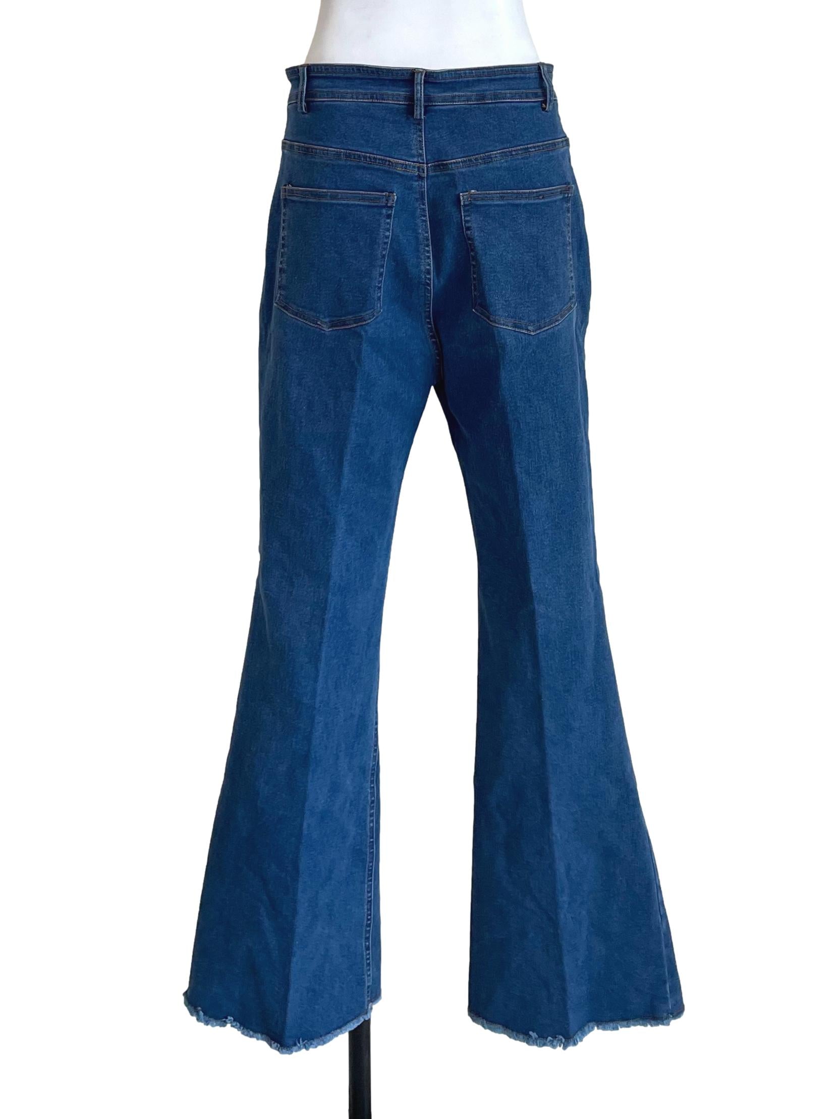 Blue Flared Distressed Jeans