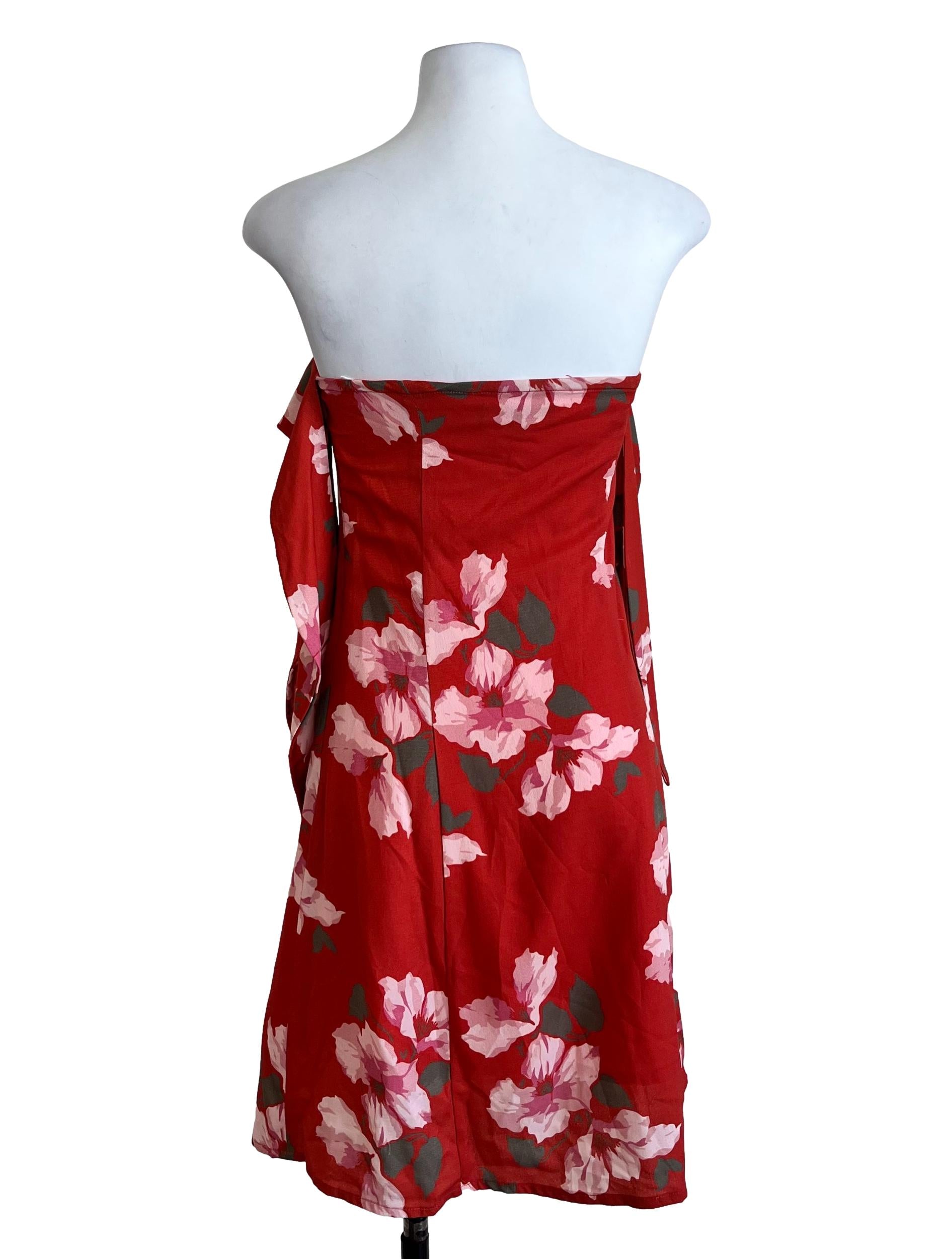 Orange Floral Pattern Sleeveless Blouse