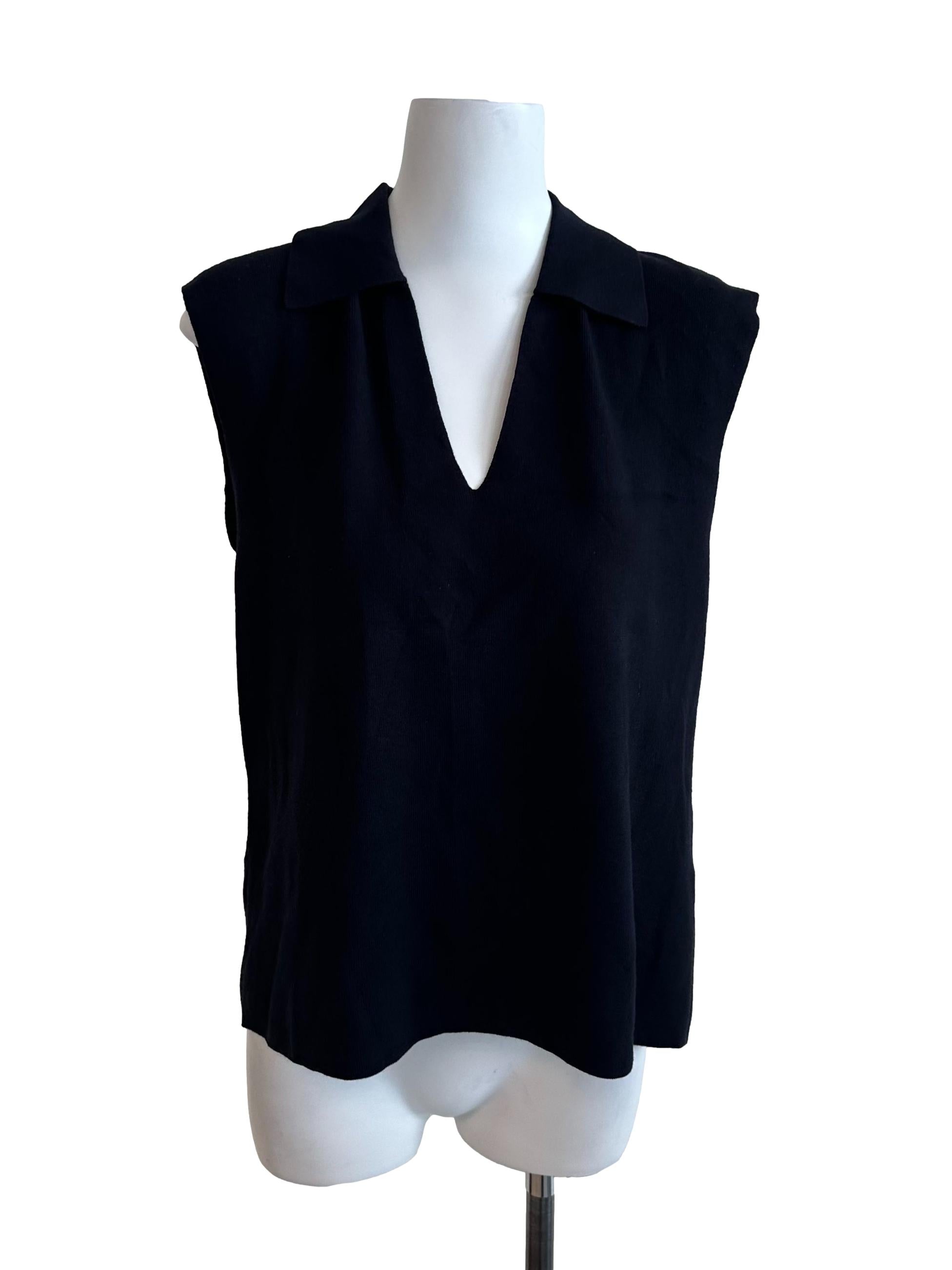 Midnight Blue Knit V Neck Top