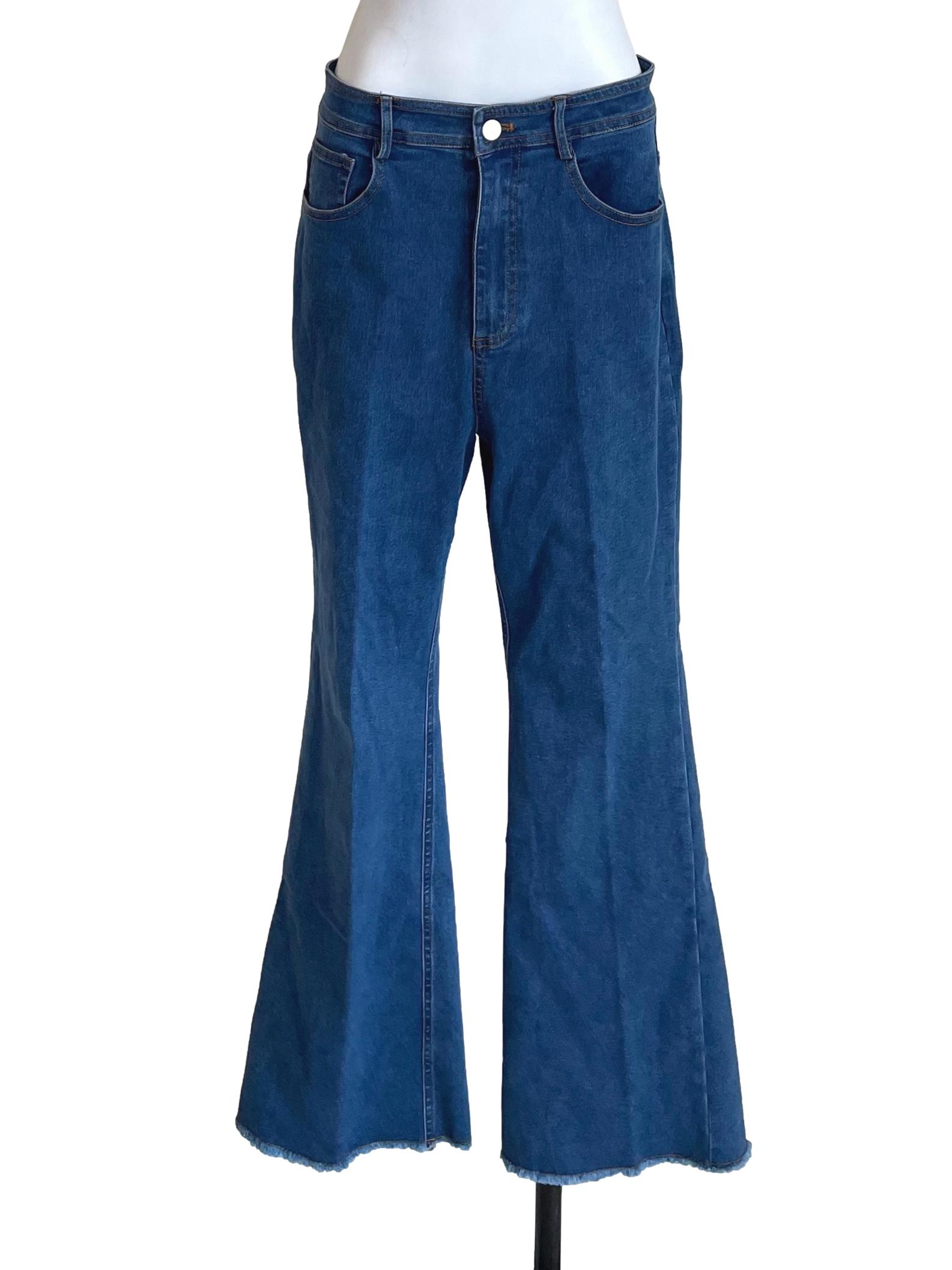 Blue Flared Distressed Jeans