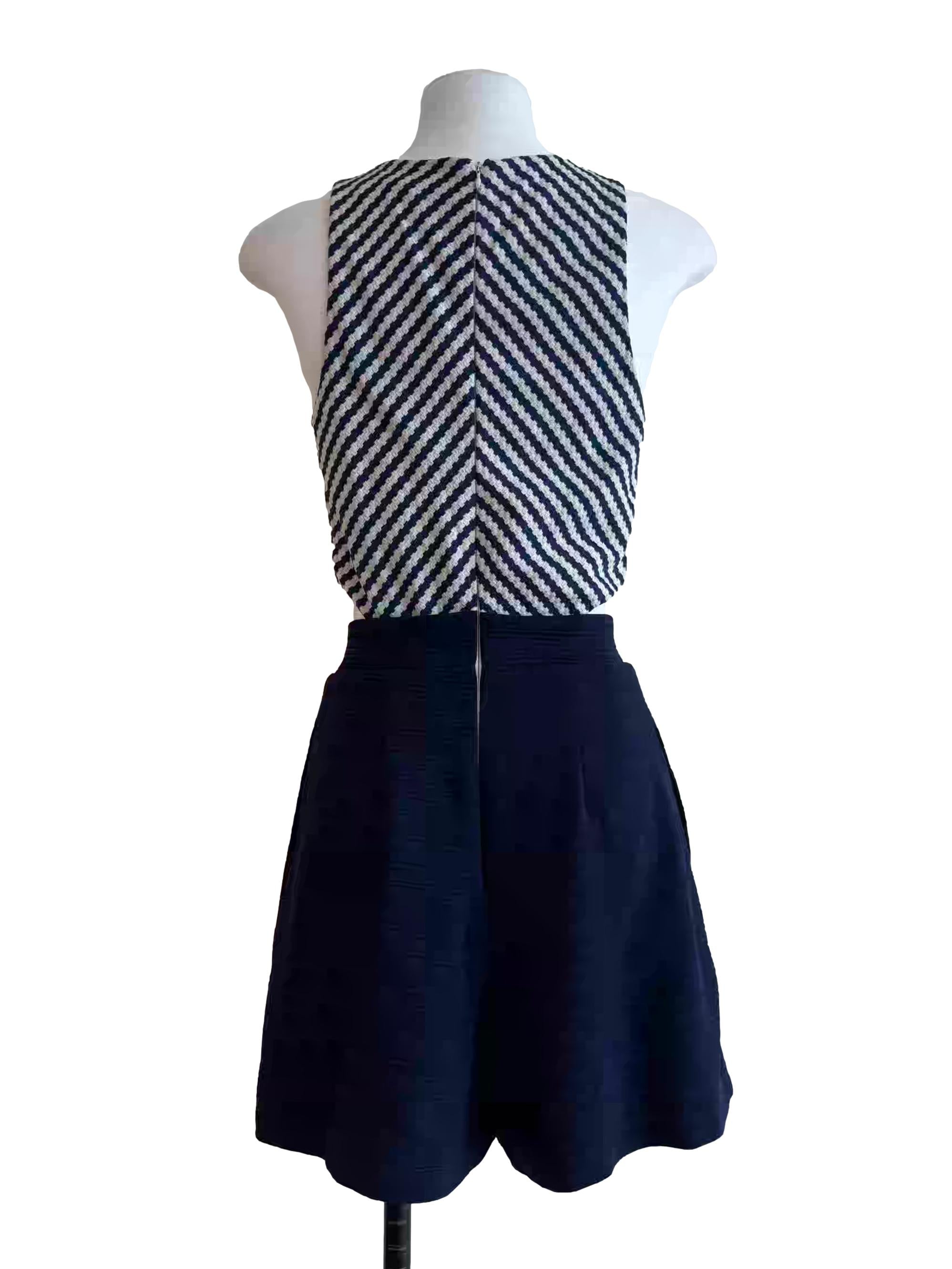 Navy Blue Stripe Sleeveless Romper