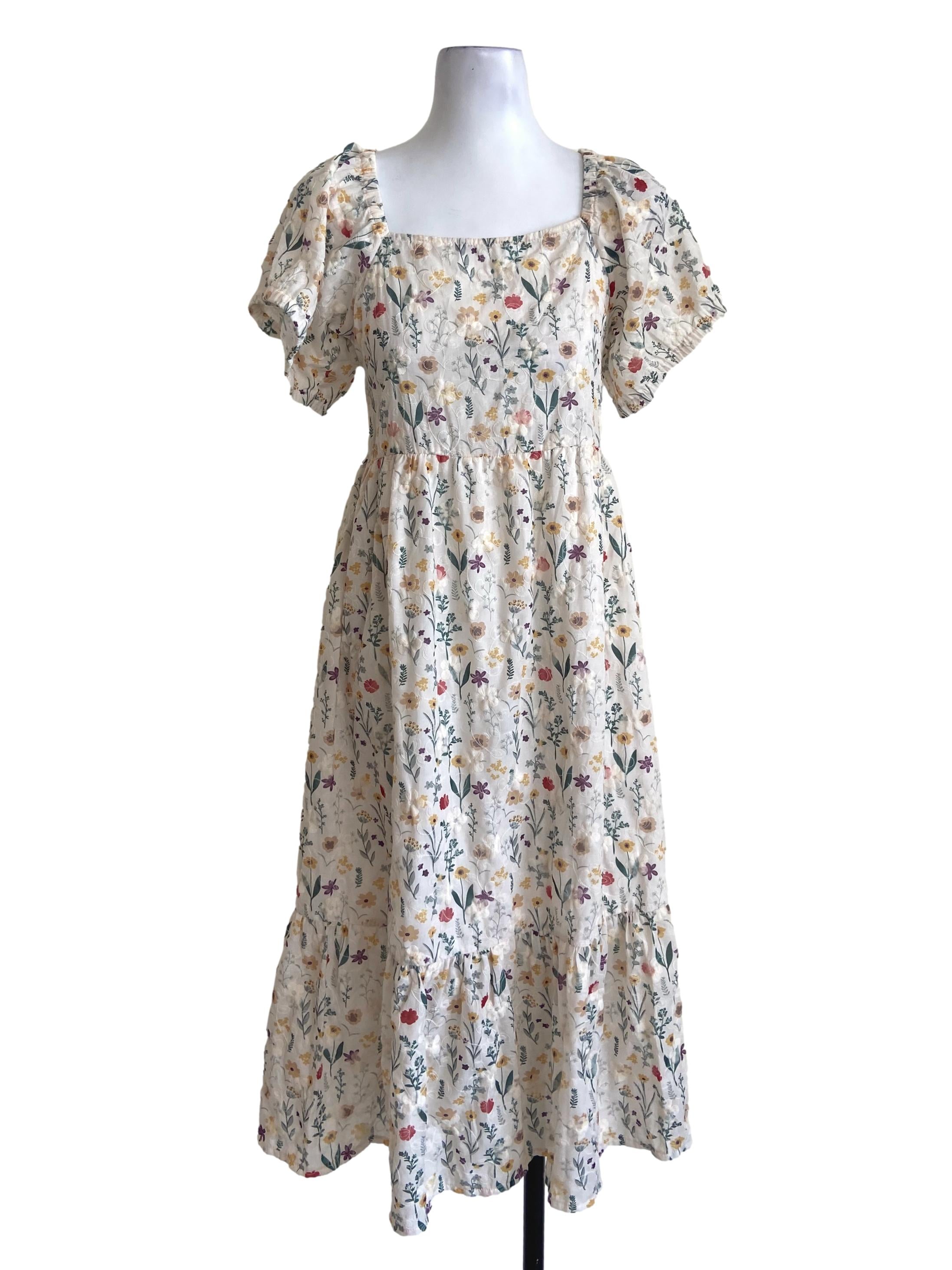 White & Floral Layered Dress