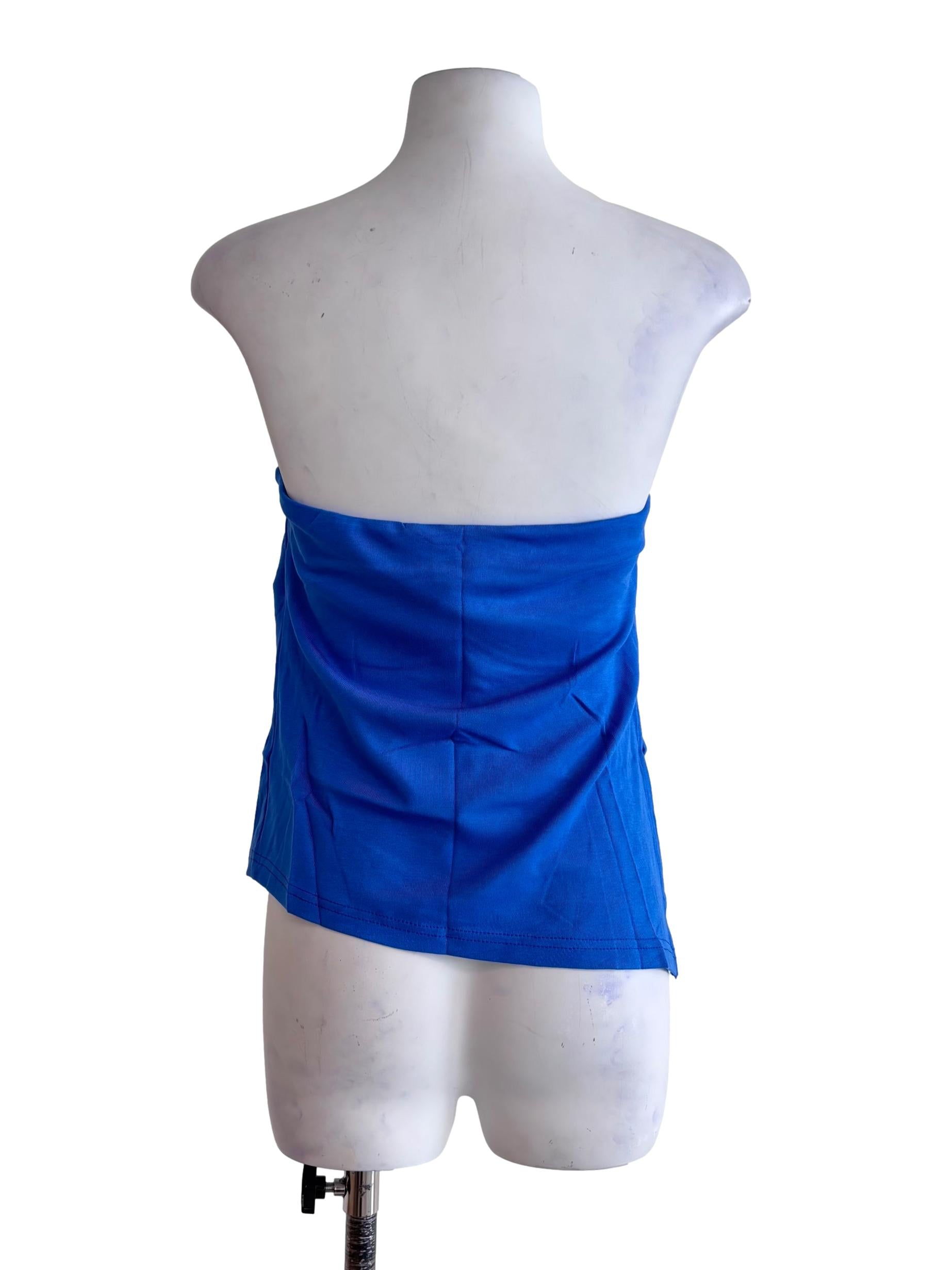 Blue Ronni Asymmetrical Padded Tube Top