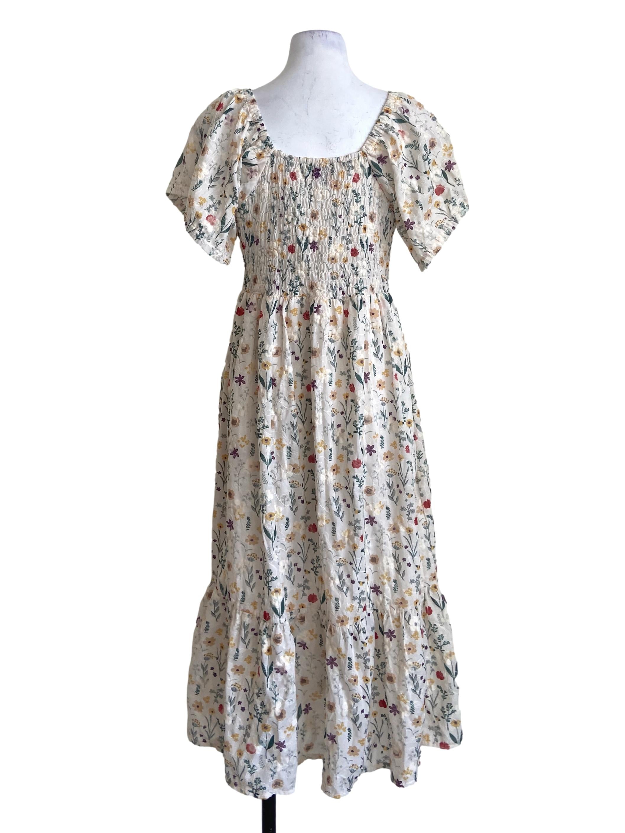 White & Floral Layered Dress