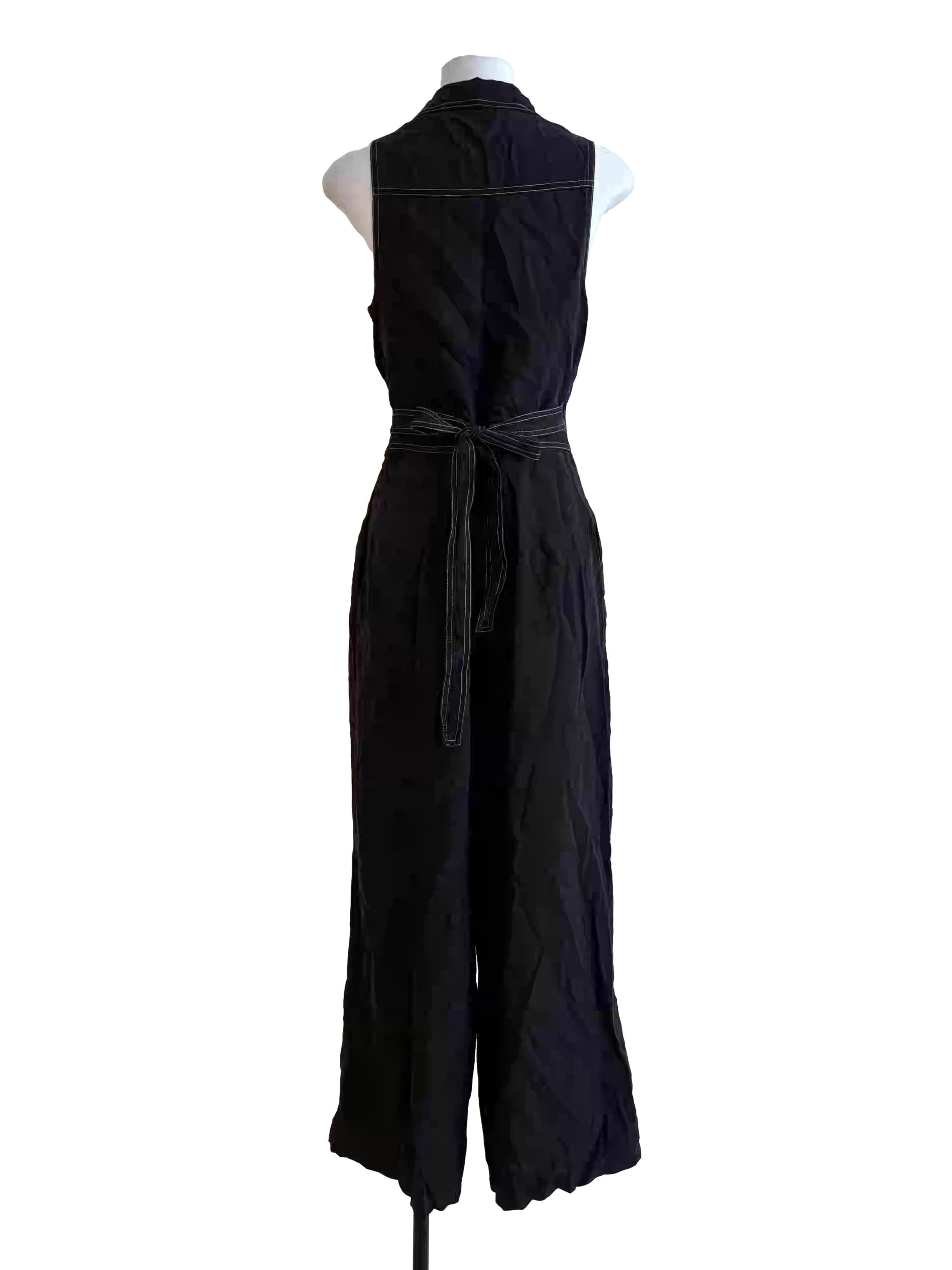 Black Coffee Sleeveless Wrap Jumpsuit