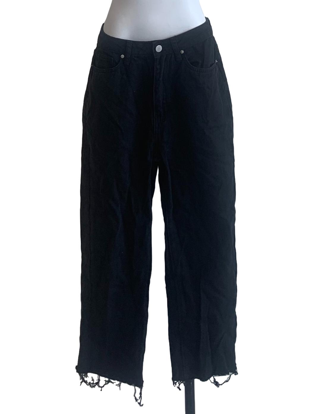Ebony Black Raw Hem Jeans