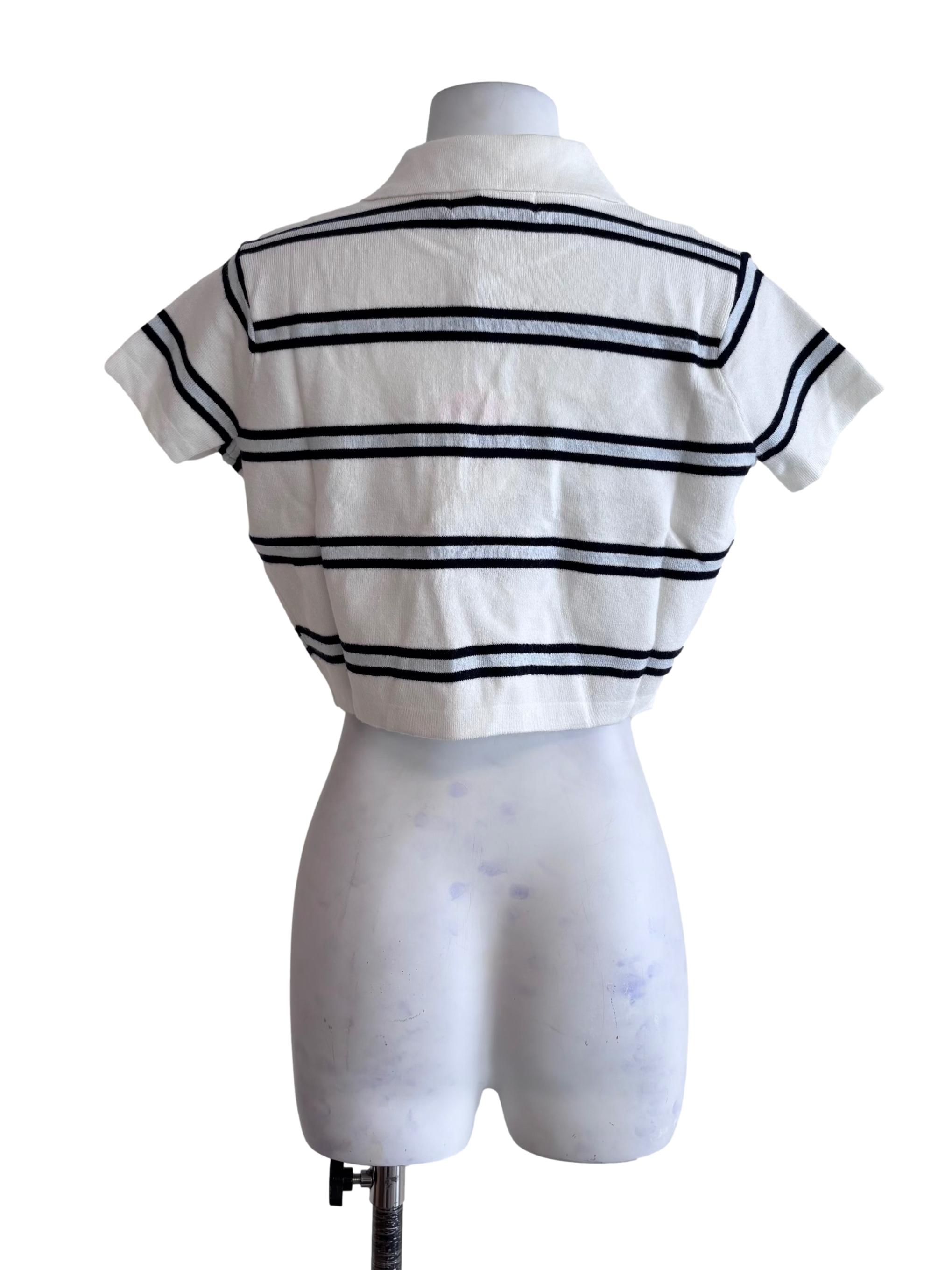 White Archie Knit Polo Tee