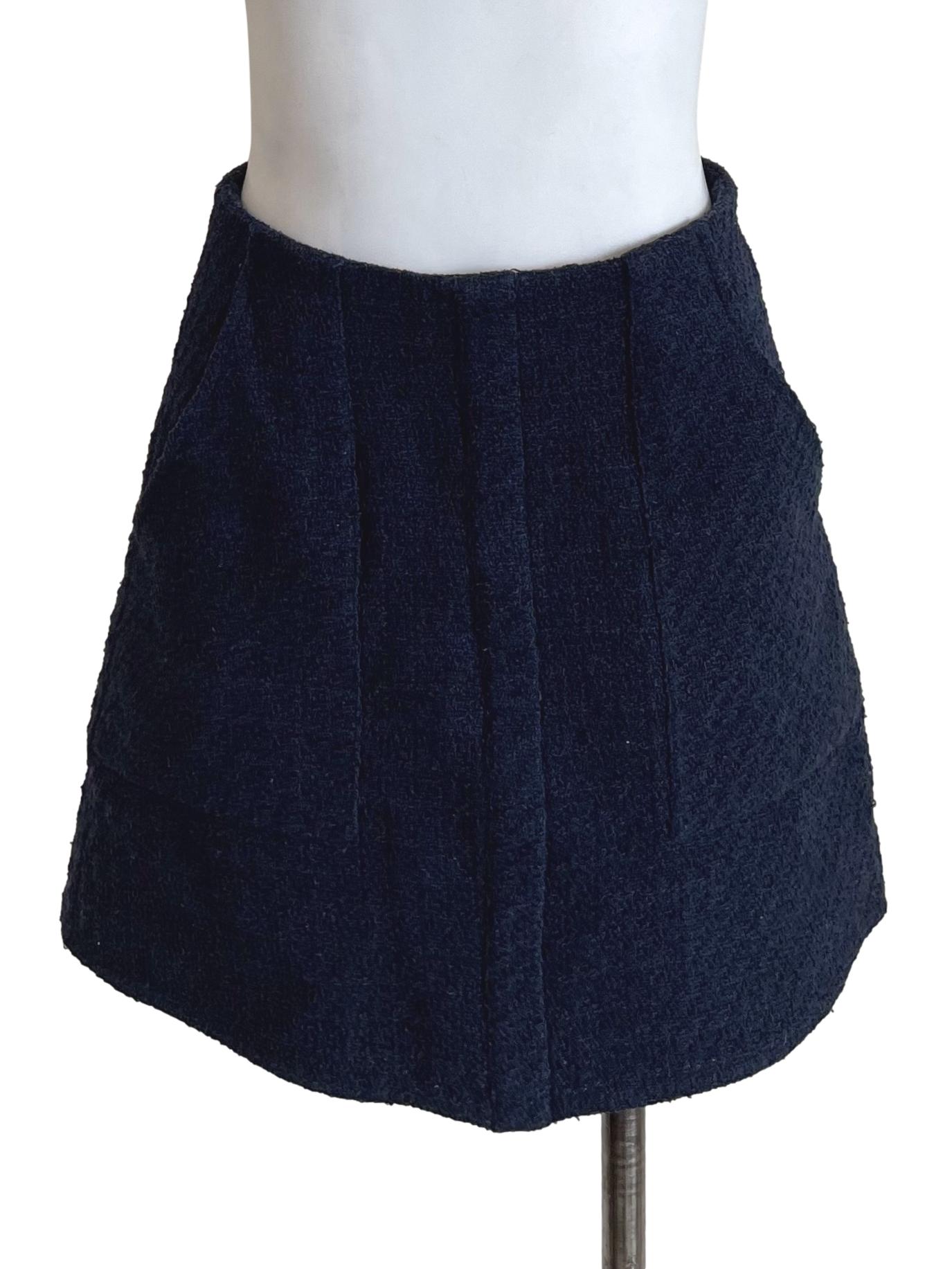 Navy Tweed A-Line Skirt LB