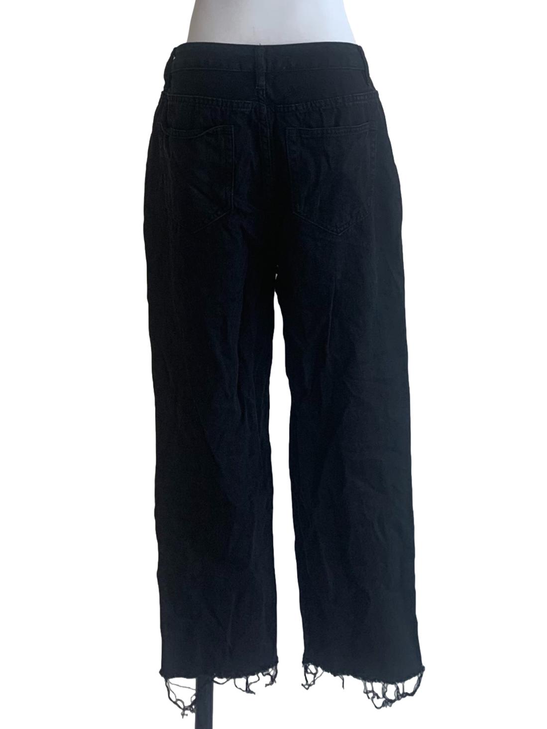 Ebony Black Raw Hem Jeans