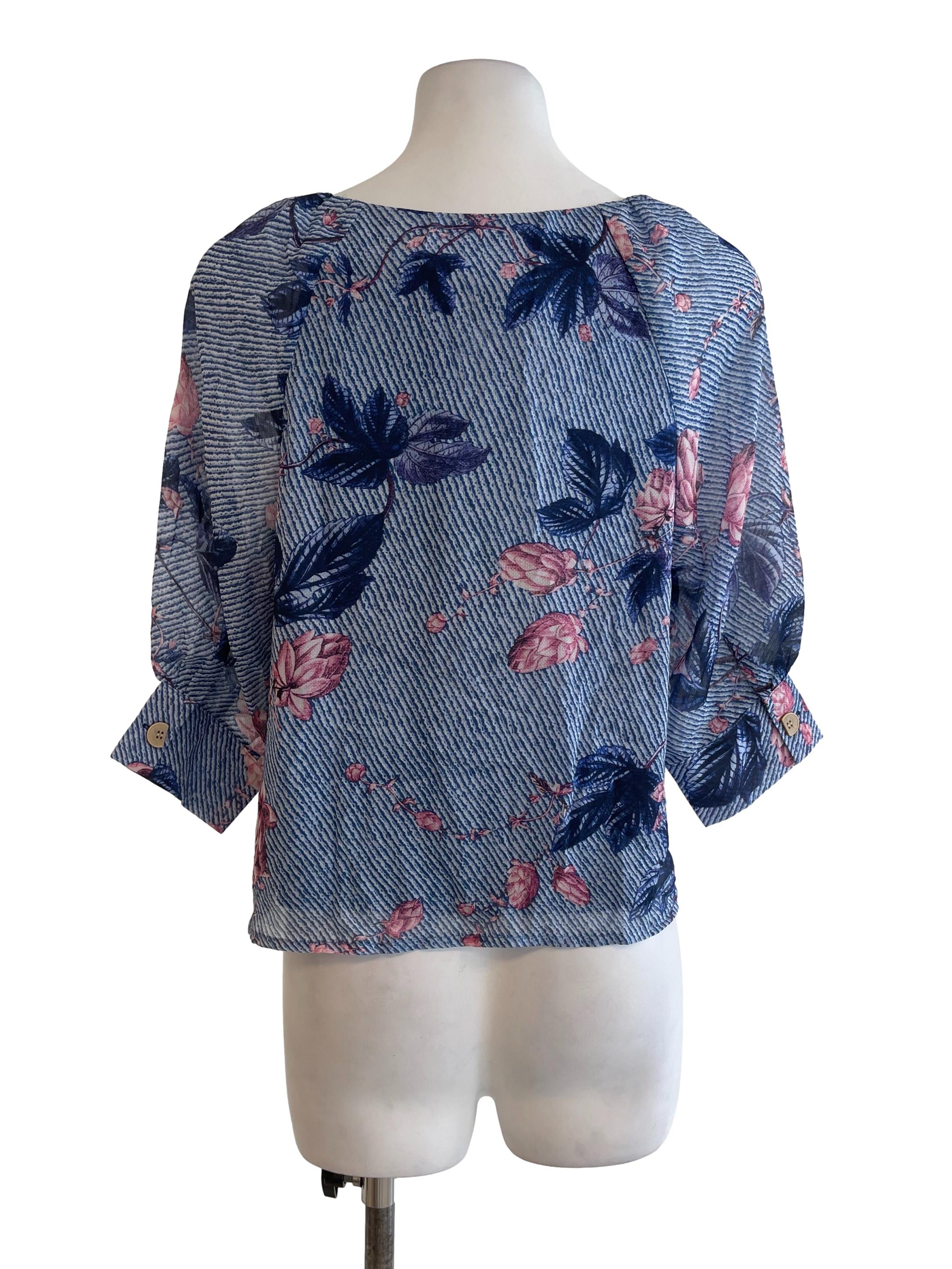 Blue Vintage Floral Blouse