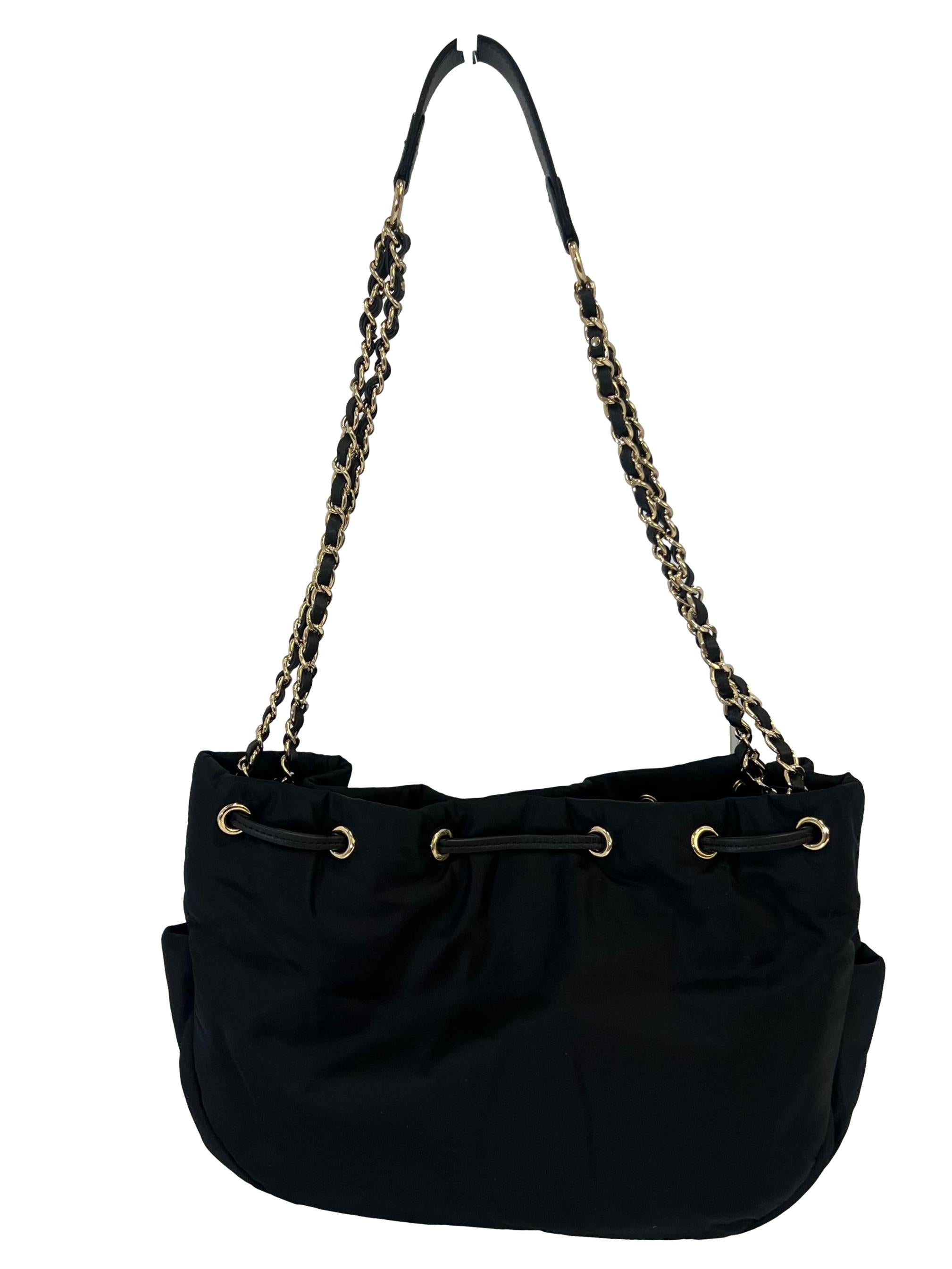 Black Nylon Bucket Bag