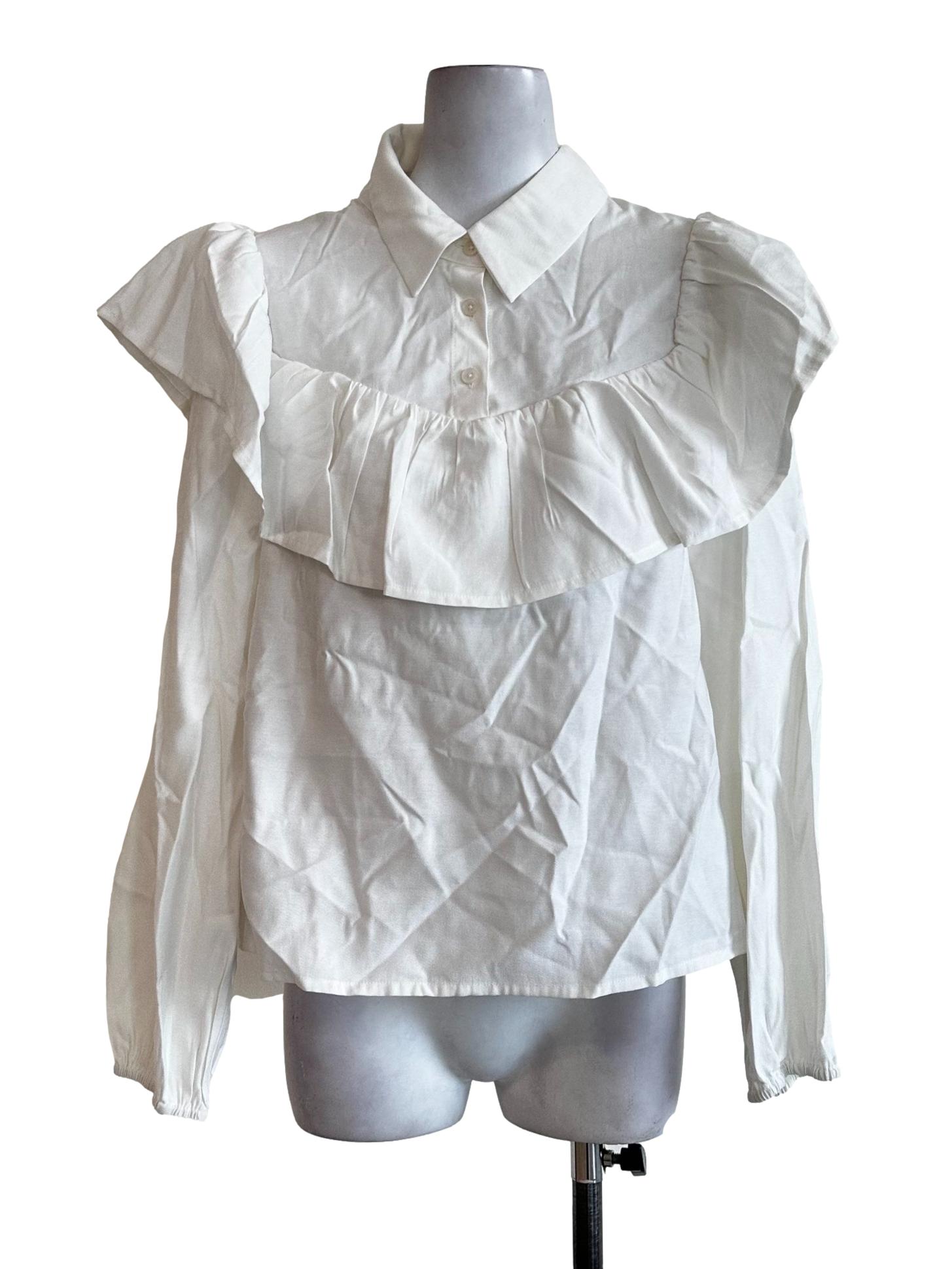 Daisy White Linen Long Sleeves Top