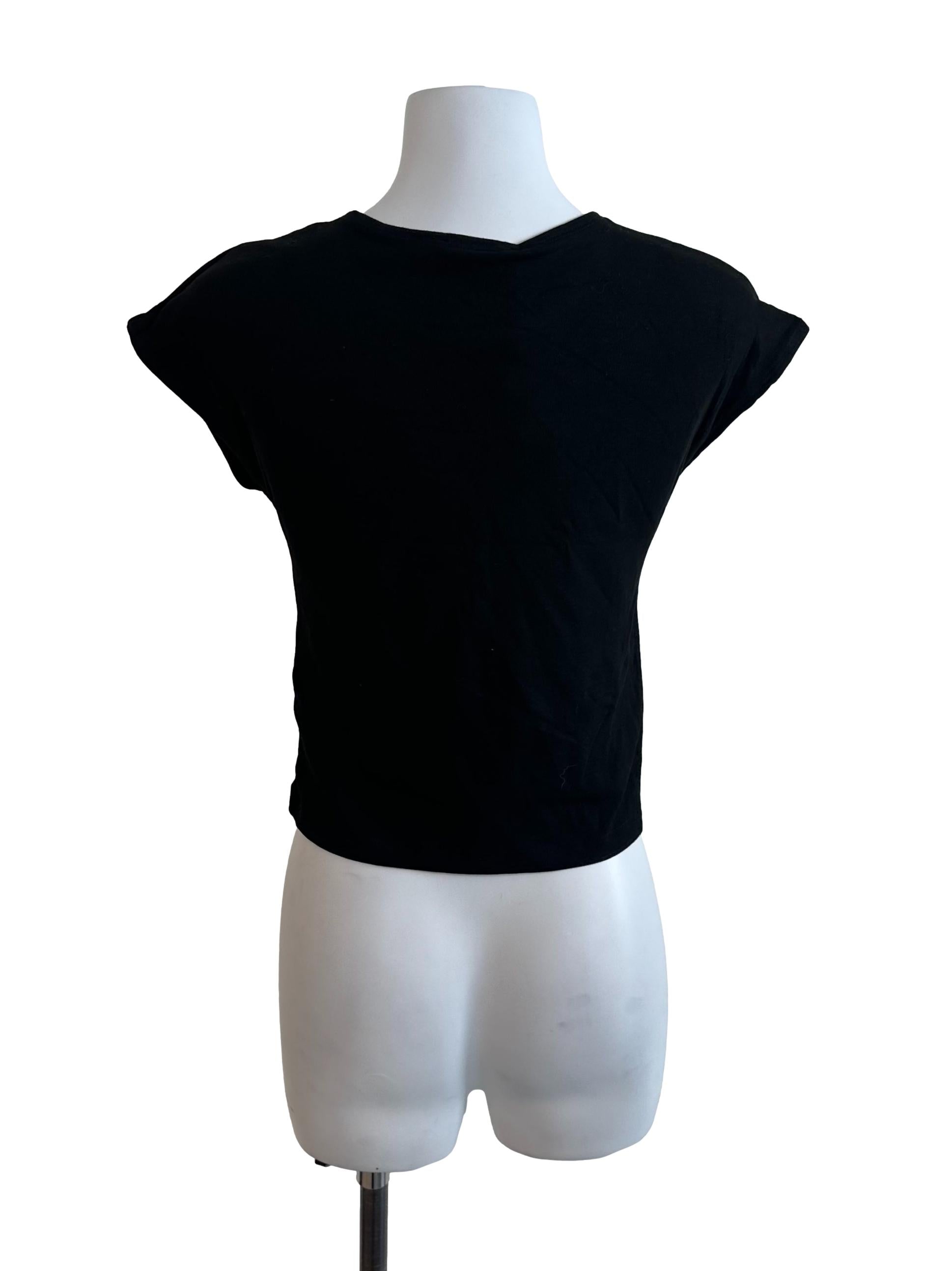 Rich Black Round Neck Casual Top