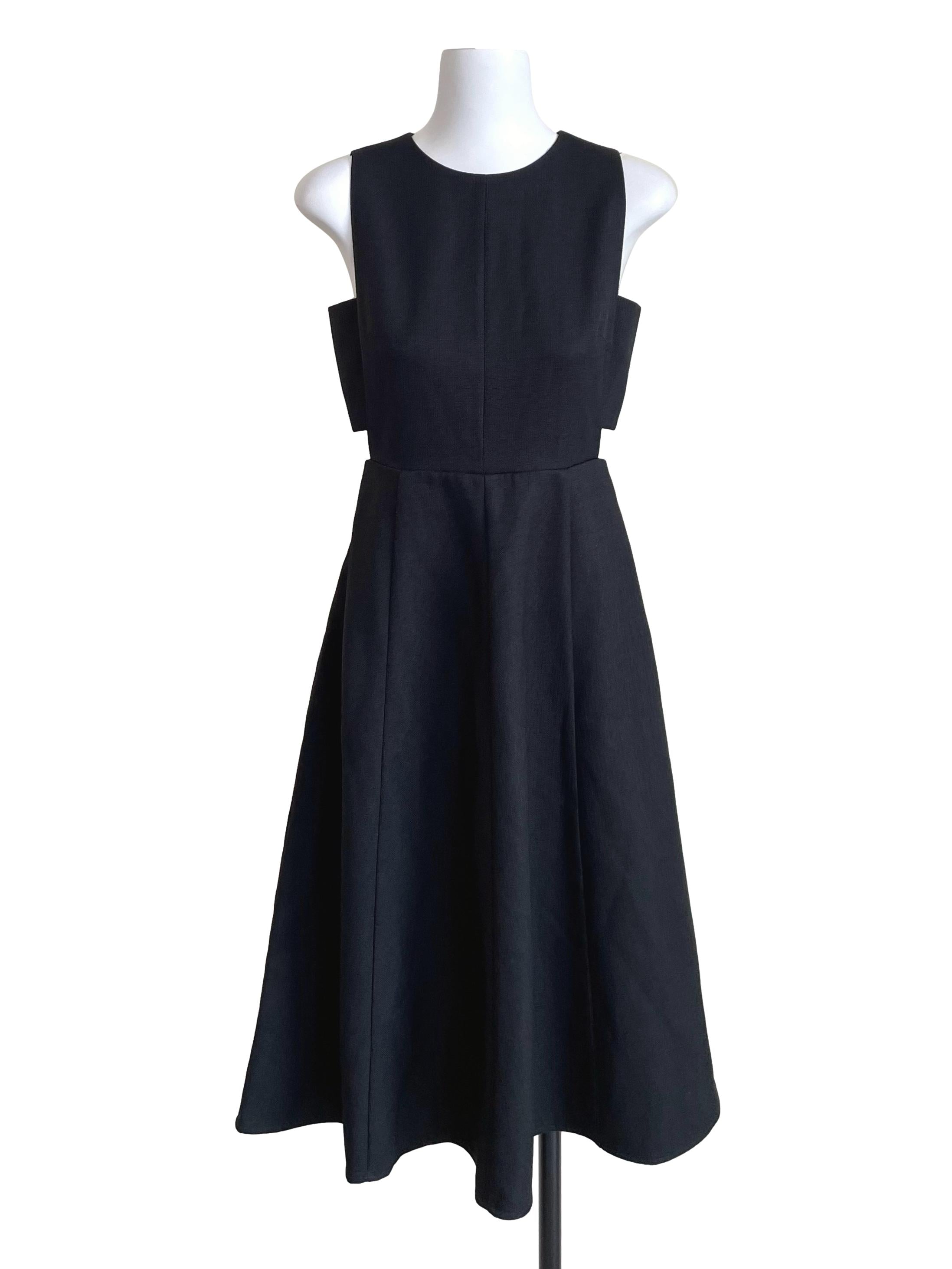 Black Hollow Waist A-Line Dress LB