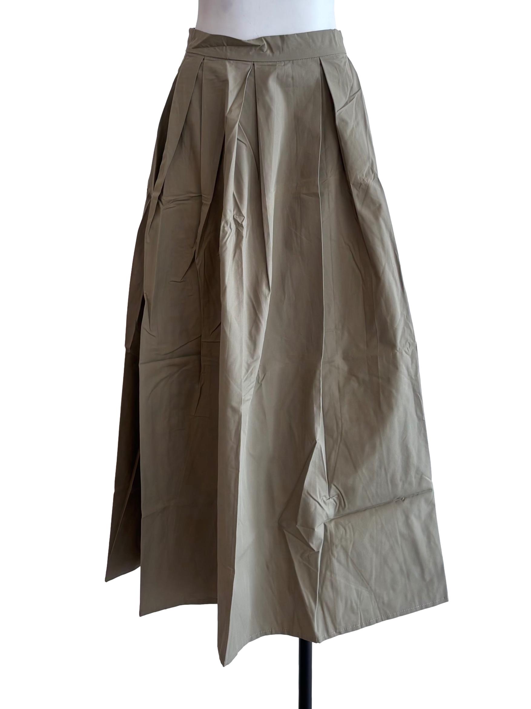 Green Giada Pleated Maxi Skirt