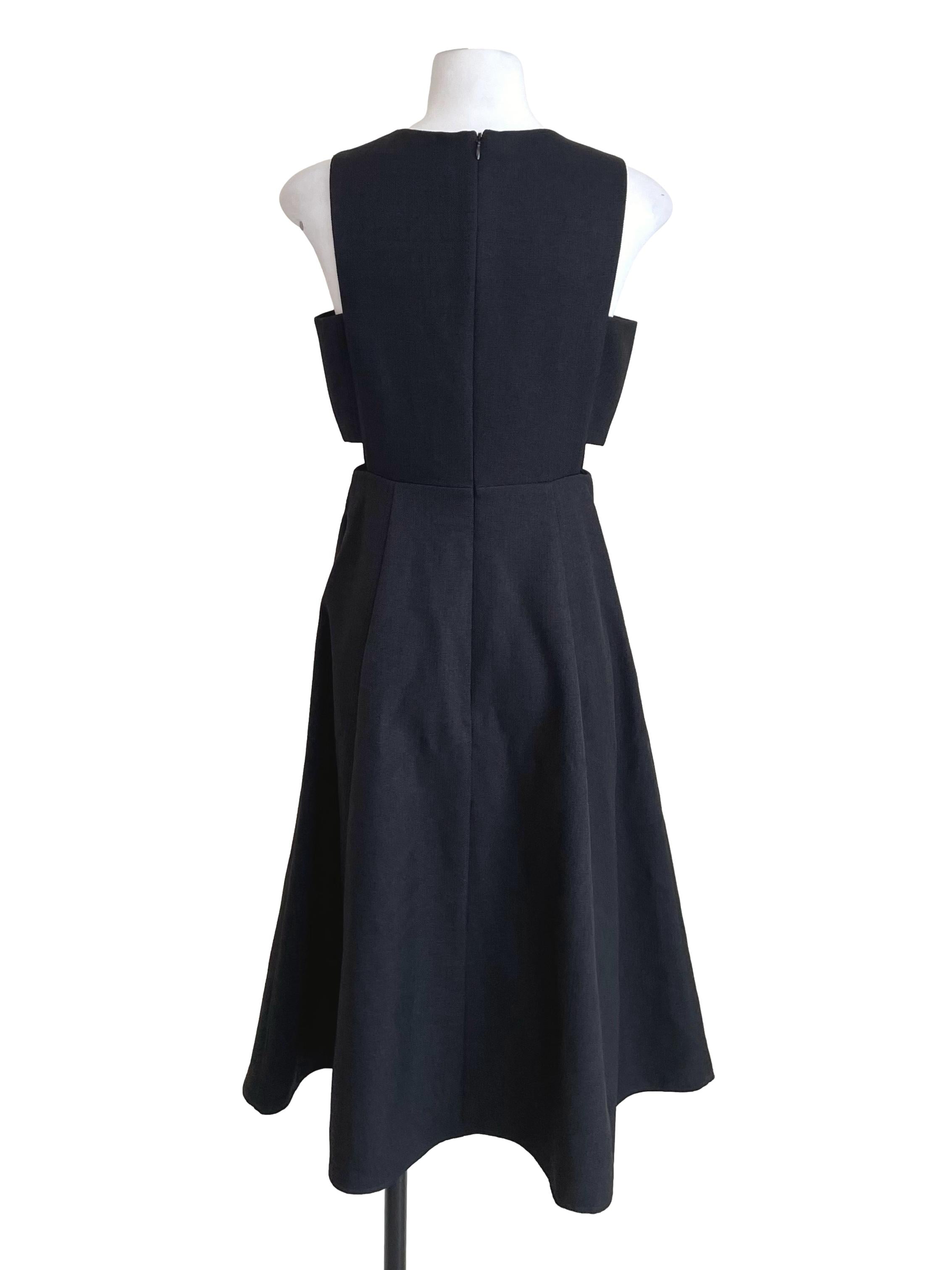 Black Hollow Waist A-Line Dress LB
