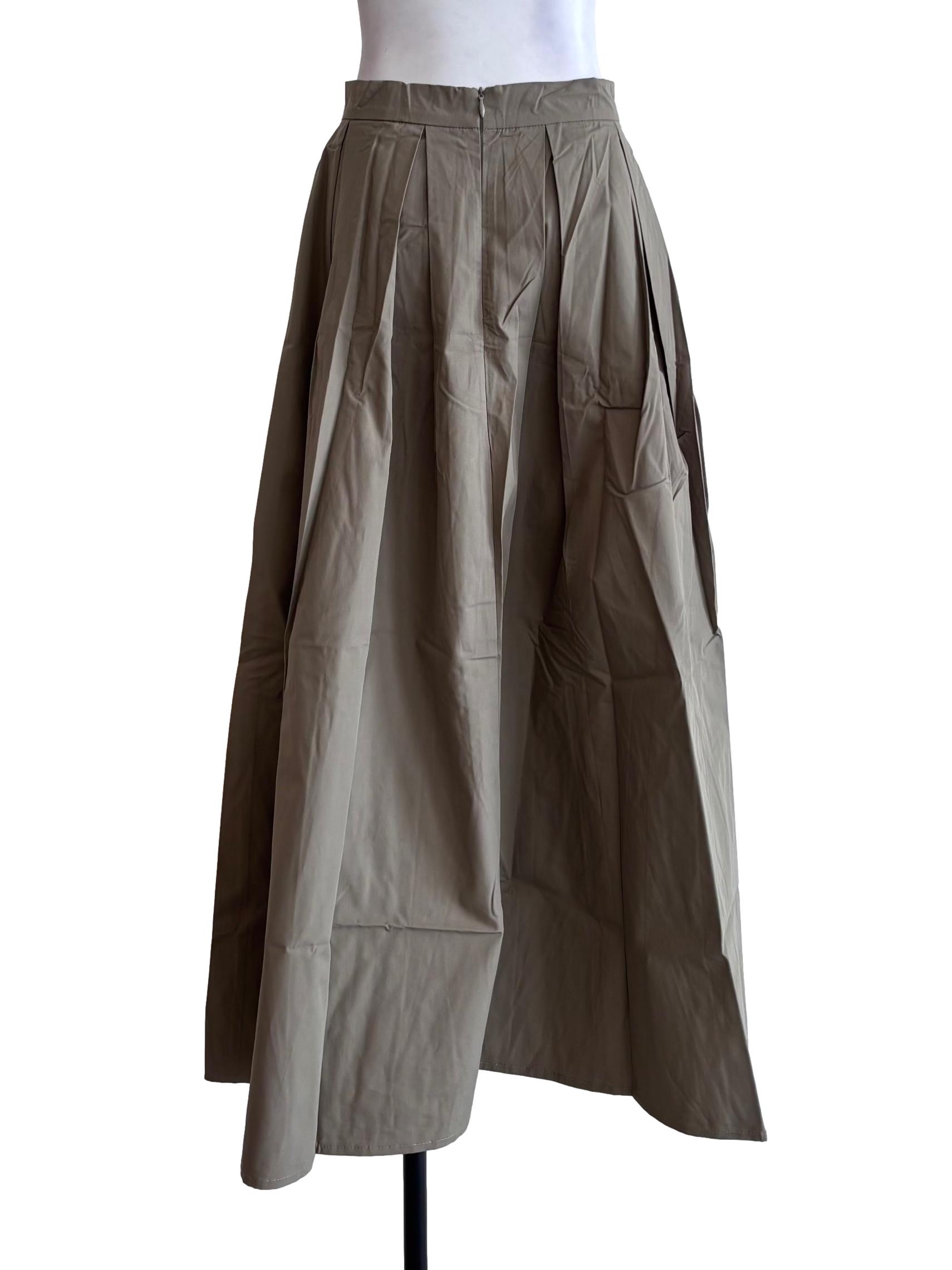 Green Giada Pleated Maxi Skirt