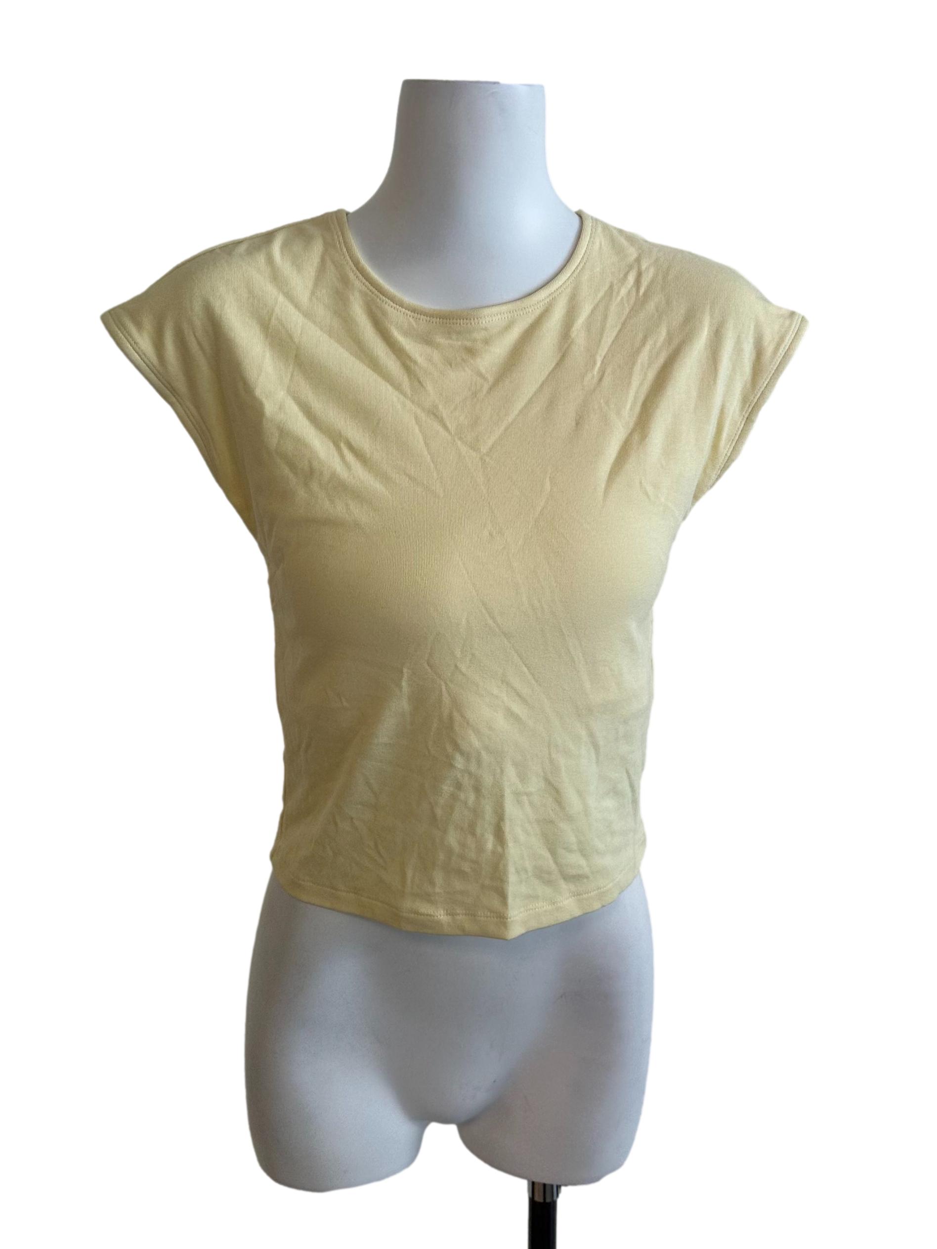 Butter Yellow Round Neck Casual Top