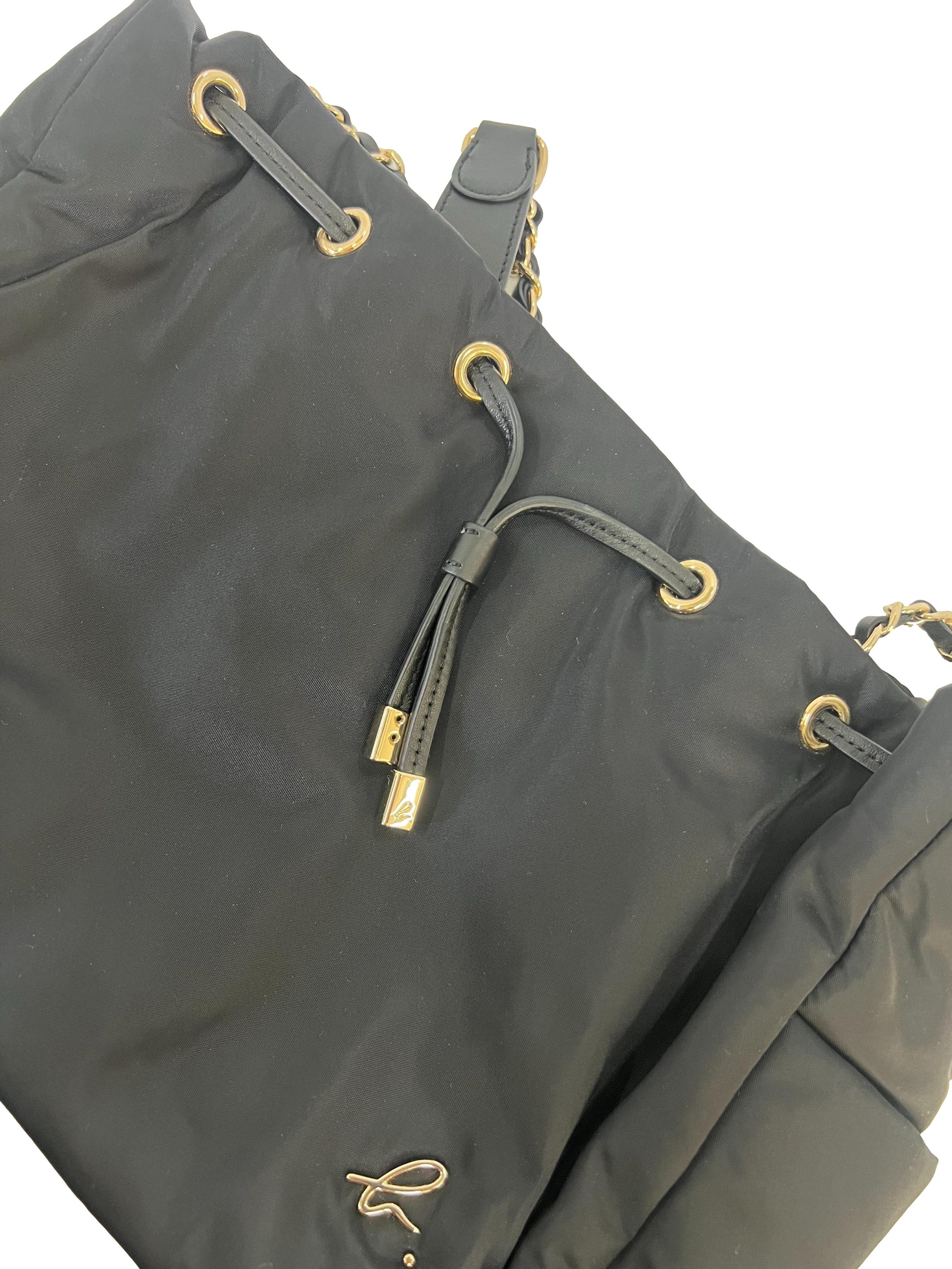 Black Nylon Bucket Bag