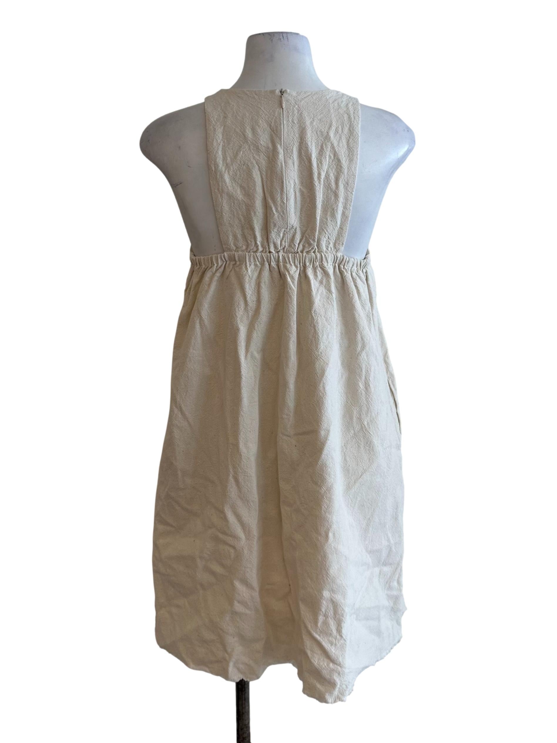 Oat Beige Linen Round Neck Dress OSN