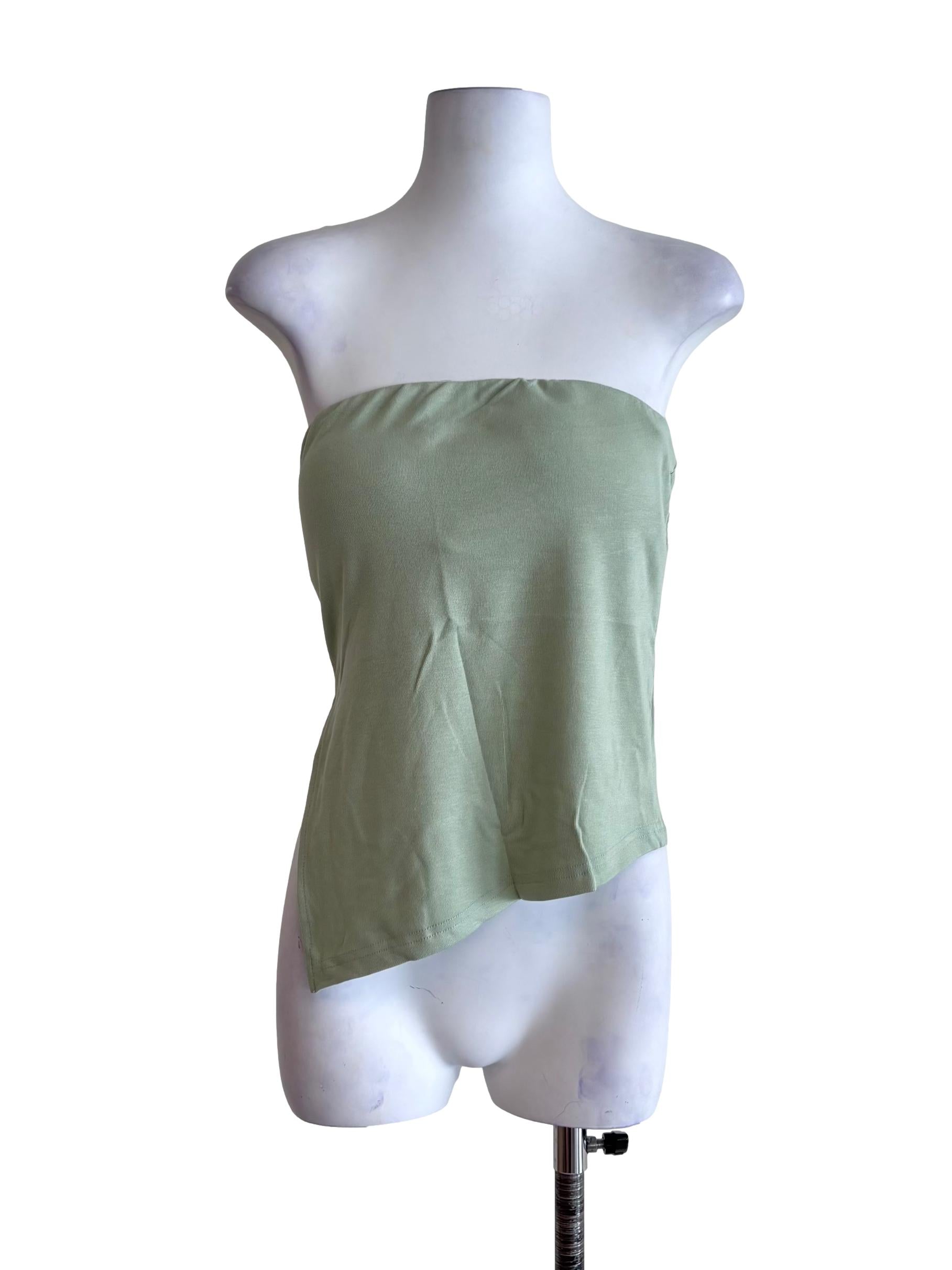 Green Ronni Asymmetrical Padded Tube Top
