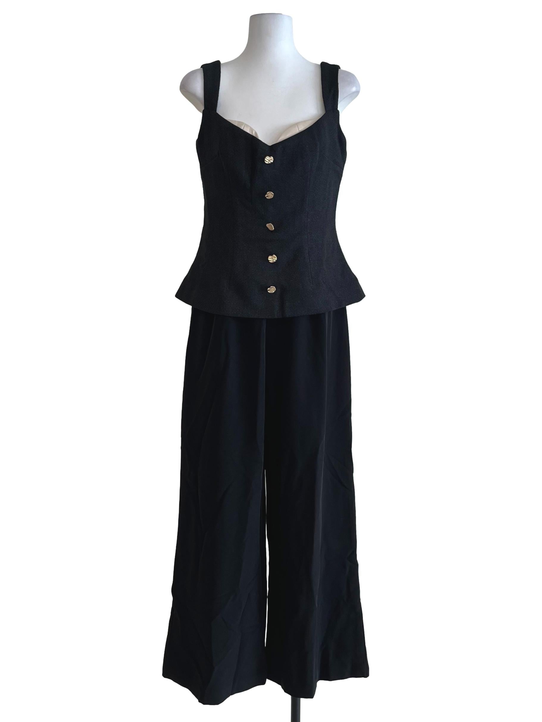 Jade Black Sleeveless Fitted Peplum Jumpsuit