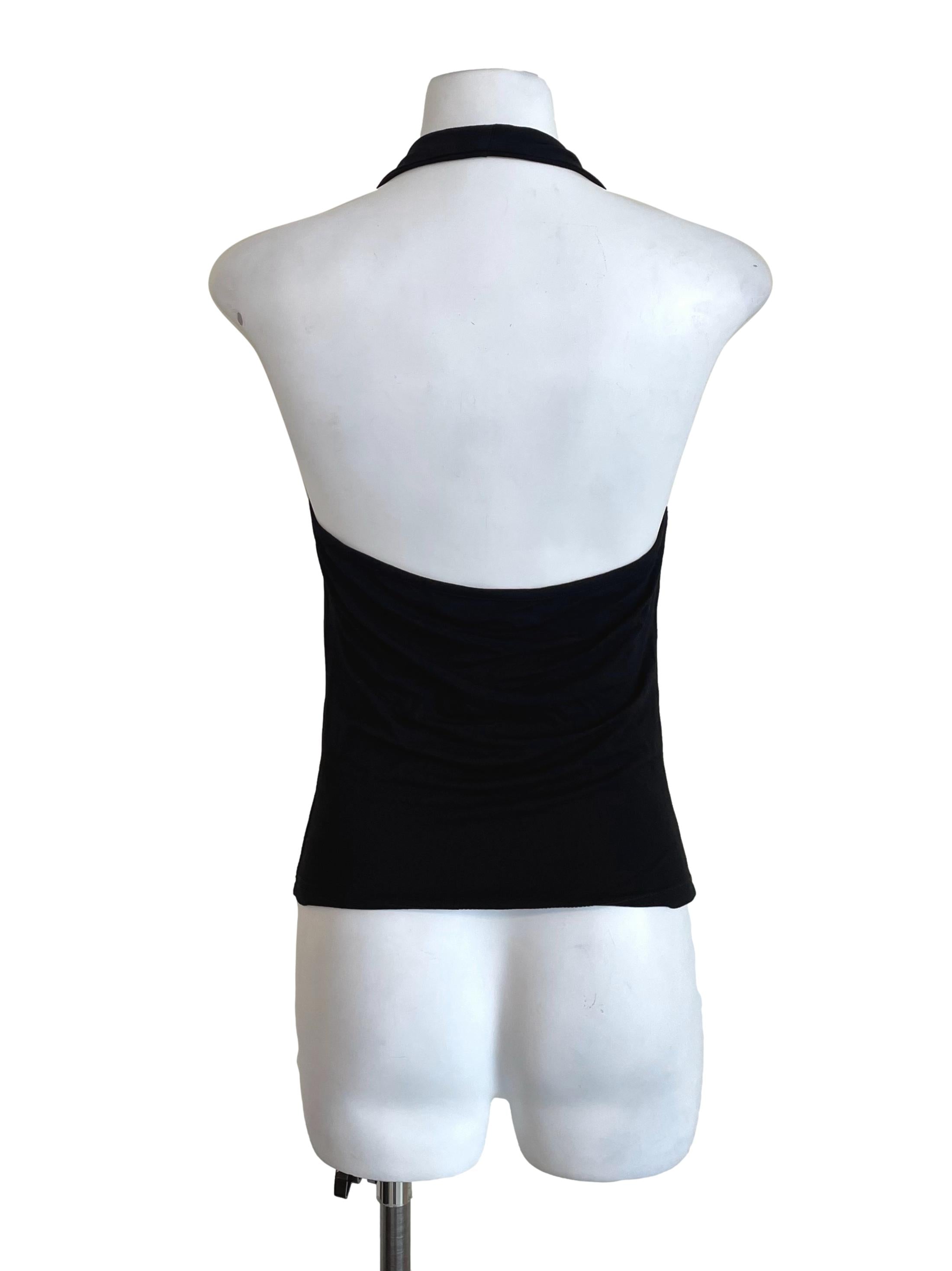 Black Halter Neck Draped Top