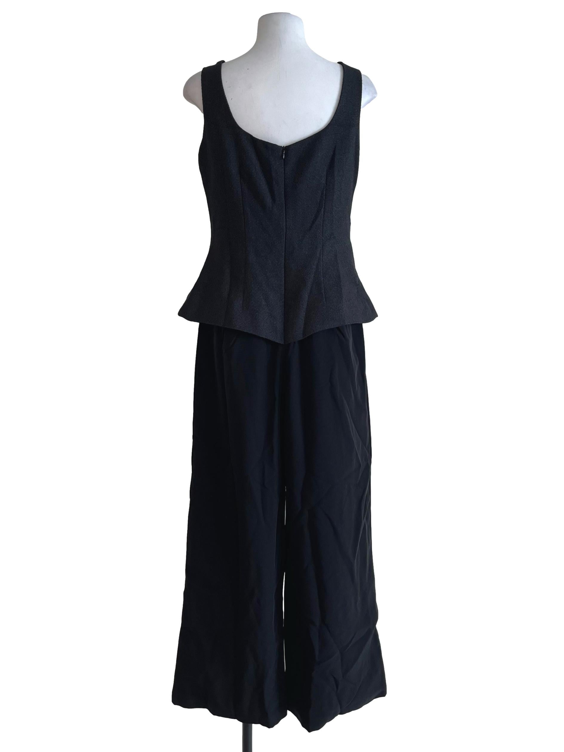 Jade Black Sleeveless Fitted Peplum Jumpsuit