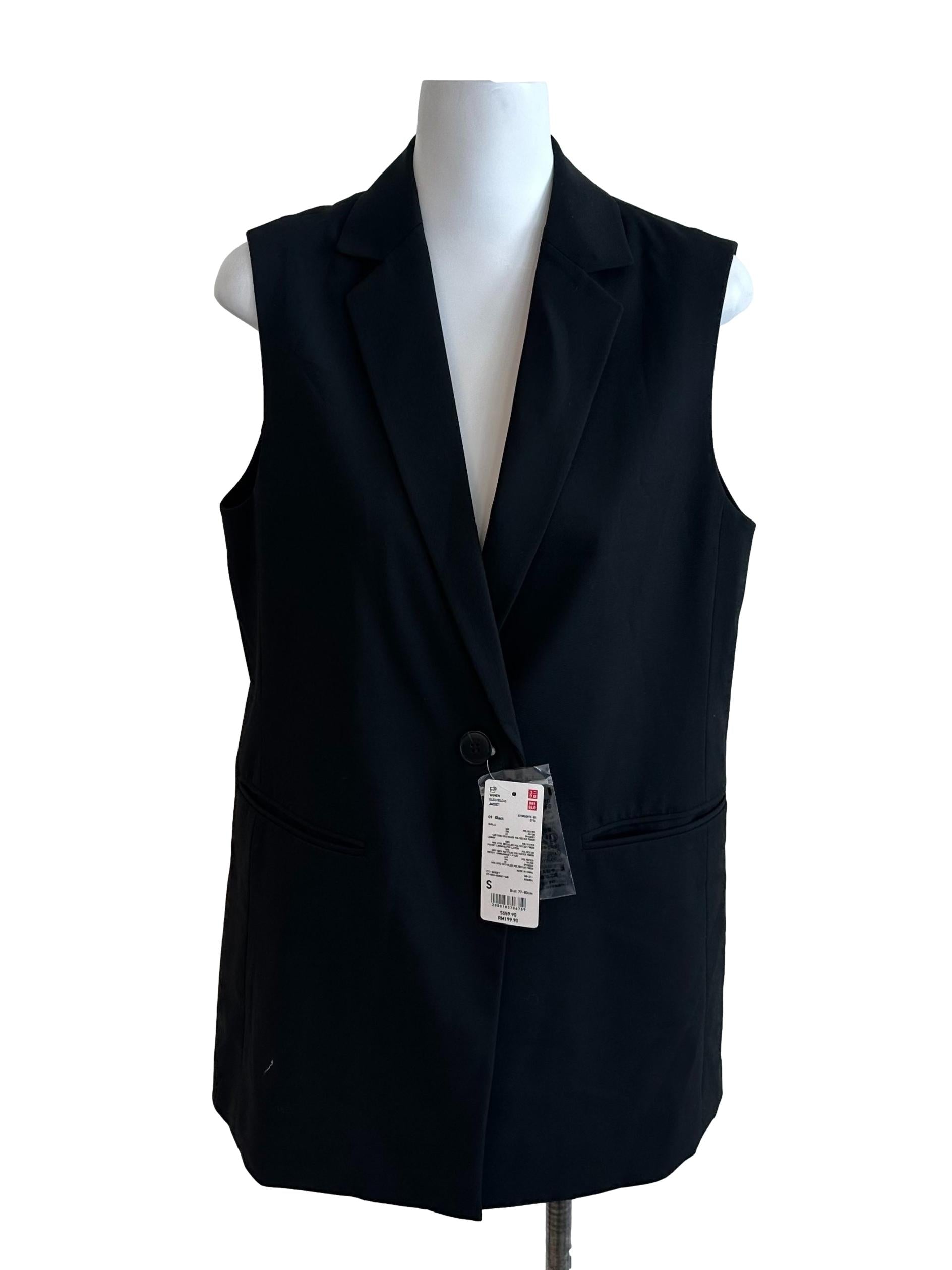 Raven Black Collar Button Vest