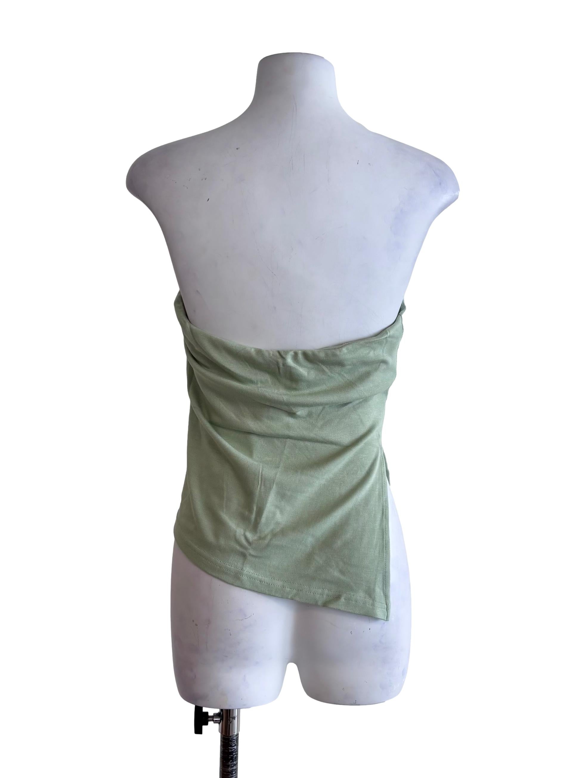 Green Ronni Asymmetrical Padded Tube Top
