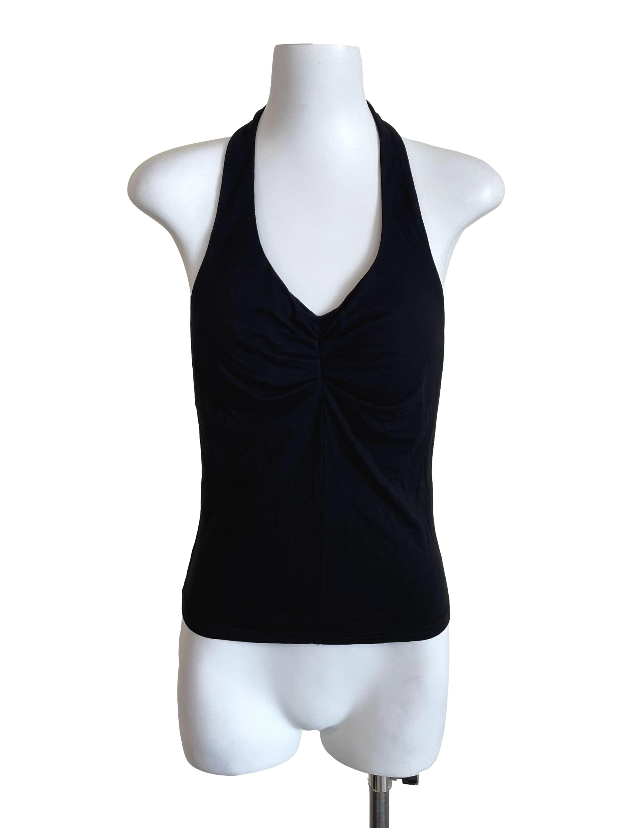 Black Halter Neck Draped Top